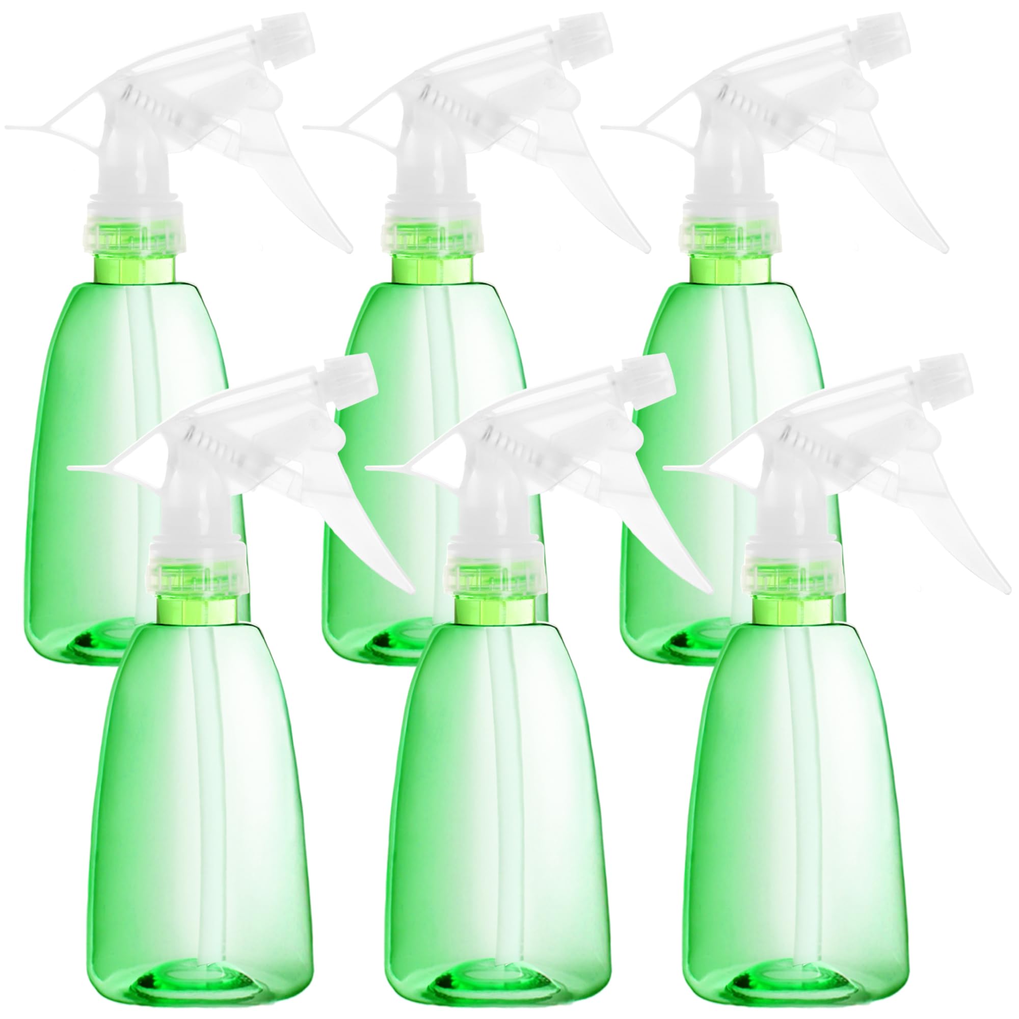Youngever 6 Pack 12oz Empty Plastic Spray Bottles - Refillable Hair Mist & Cleaning Solution Containers (Green) | Perfect for DIY Beauty Products, Household Cleaners & Garden Use