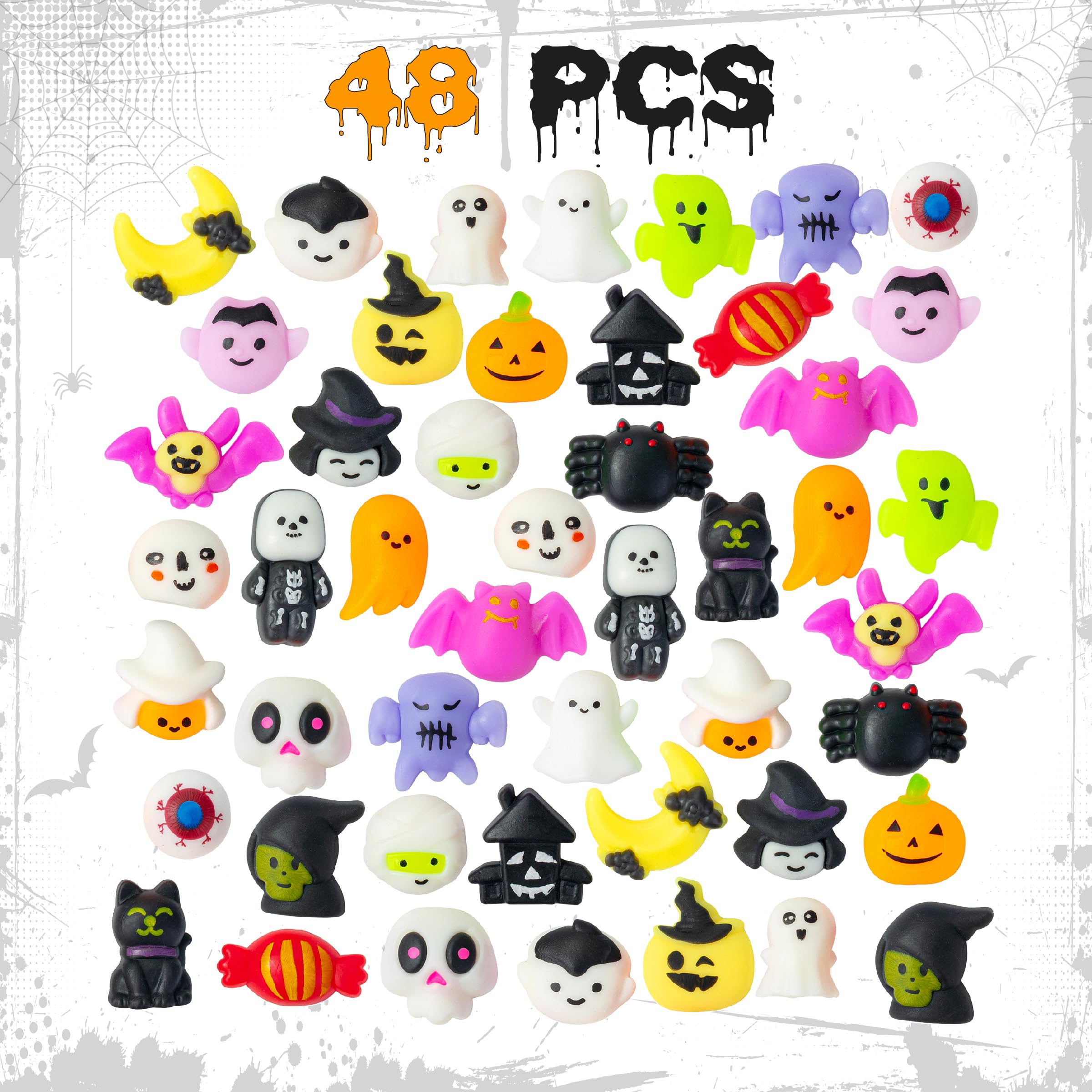 Mr. Pen Halloween Squishy Toys - 48 Pack Bulk Mini Squishies for Kids, Party Favors, Easter Egg Fillers | Stress Relief Sensory Toys for Classroom, Birthday Parties & Halloween Goodie Bags