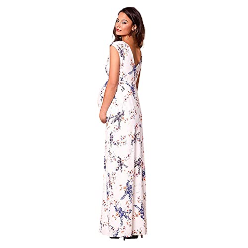 **Maternity Long Dresses for Women - Summer Boho Floral Short-Sleeved Nursing Nightgown - Breastfeeding & Pregnancy Comfort Wear - Perfect for Casual Outings & Relaxing at Home**