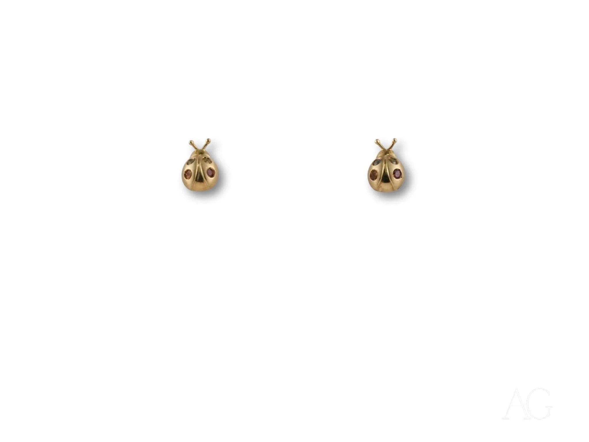 Sparkling Ladybug Stud Earrings with Colorful CZ Stones - Perfect for Spring Outfits & Garden Party Accessories