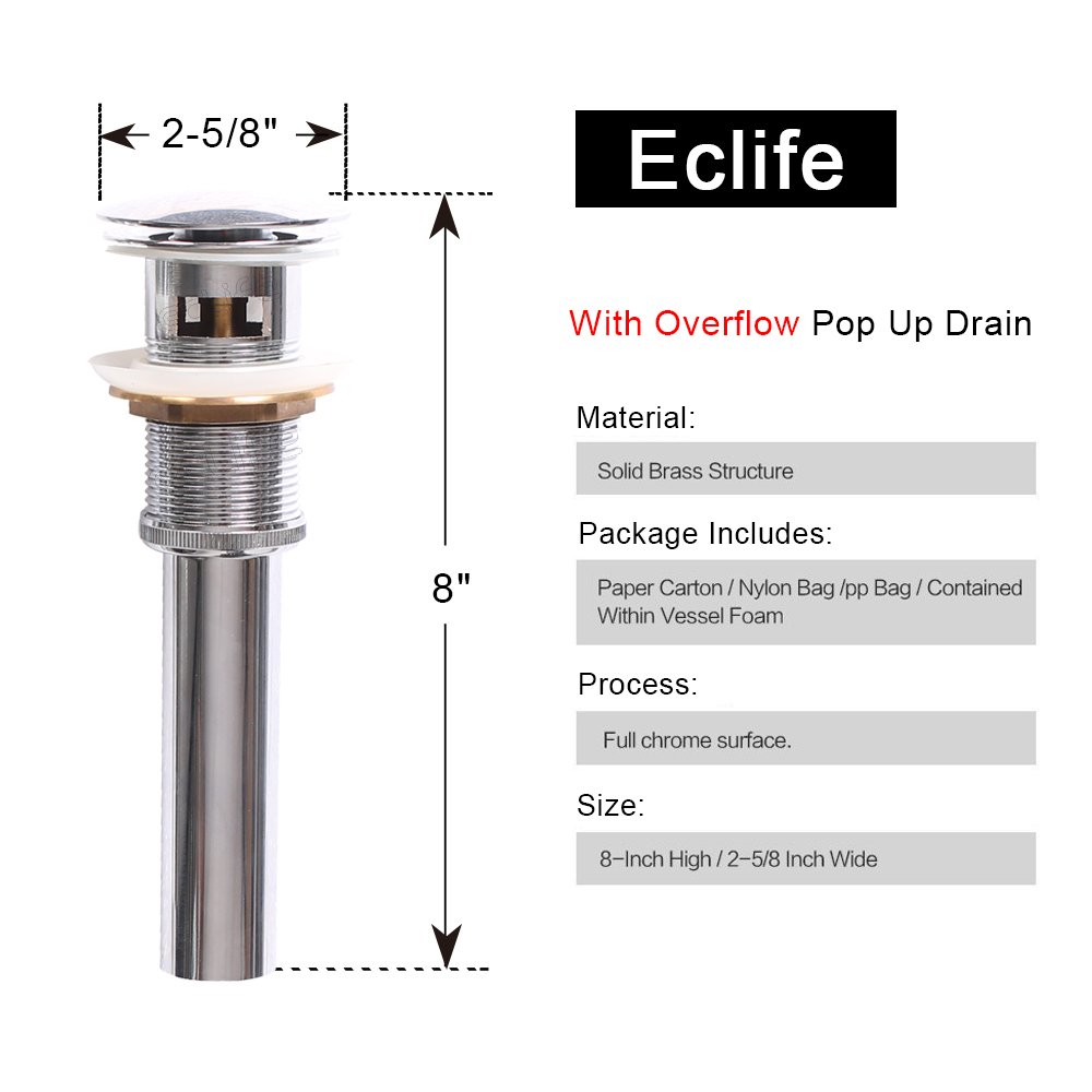 Eclife Classic White Round Ceramic Vessel Sink with Chrome Faucet & Pop-Up Drain - Porcelain Bathroom Countertop Sink Bowl for Modern Vanity, Powder Room & Guest Bathroom Decor