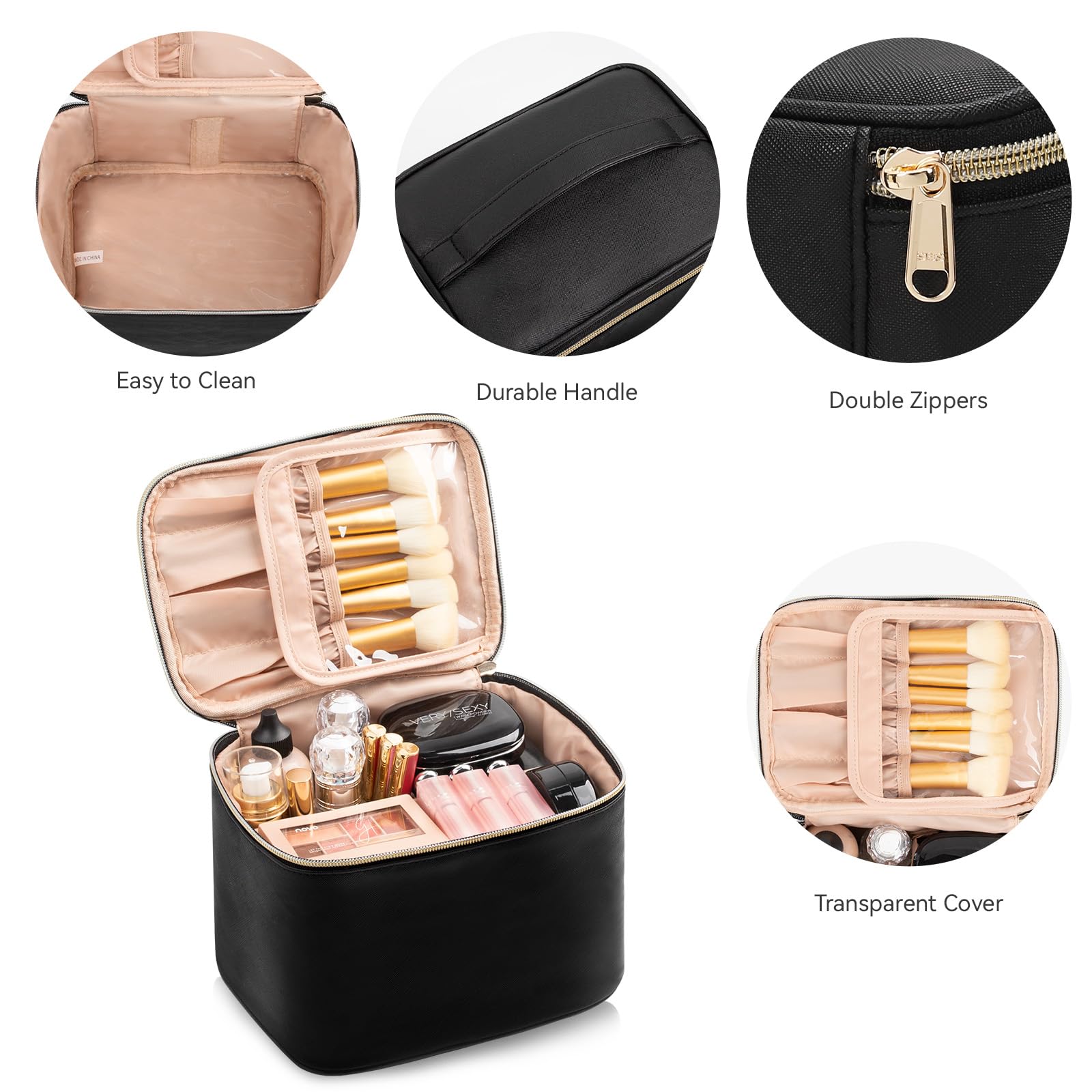 OCHEAL Large Capacity Makeup Bag for Travel - Waterproof Cosmetic Organizer with Vertical Storage, Perfect for Skincare & Toiletry Essentials | Ideal for Vacation, Gym, and Daily Use