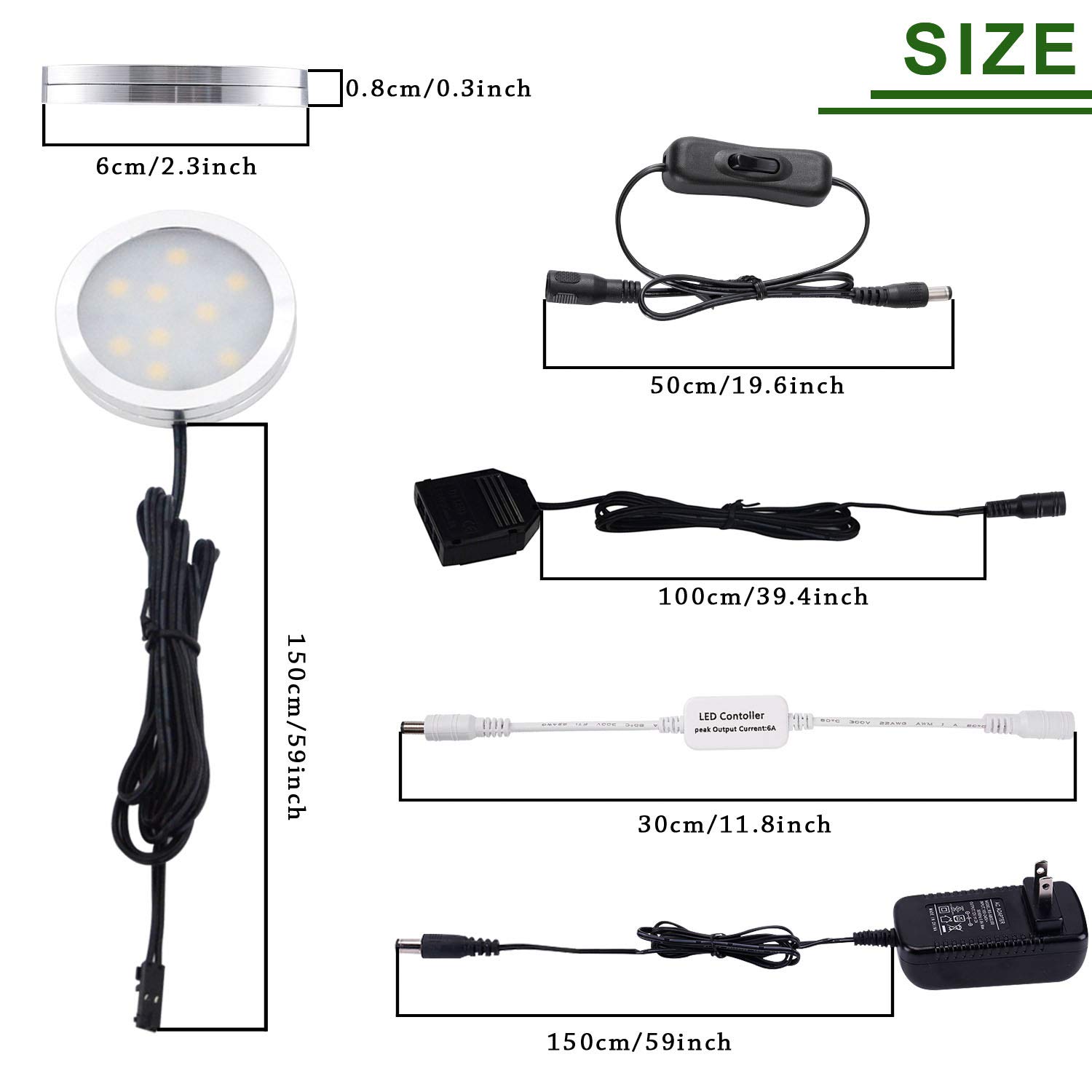 AIBOO Dimmable LED Under Cabinet Lighting Kit - 3 Lights with RF Remote Control, Natural White, Perfect for Kitchen Counter, Pantry & Workspace Illumination