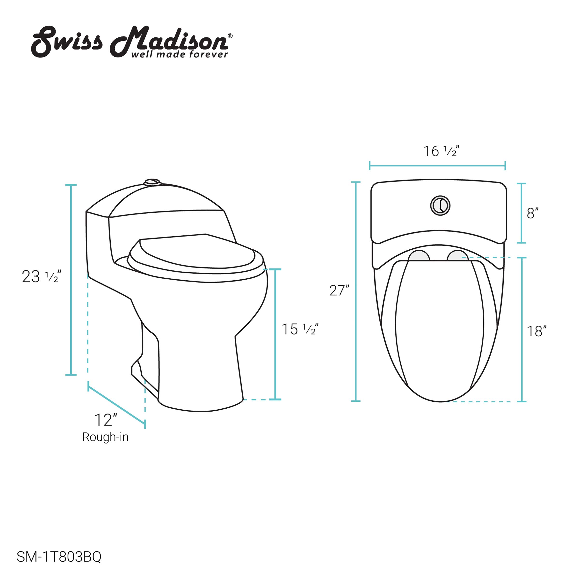 Swiss Madison SM-1T803BQ Chateau One Piece Elongated Dual Flush Toilet 0.8/1.28 GPF - Water Efficient Bisque Toilet for Modern Bathrooms | Perfect for Home Renovation & Small Bathroom Spaces