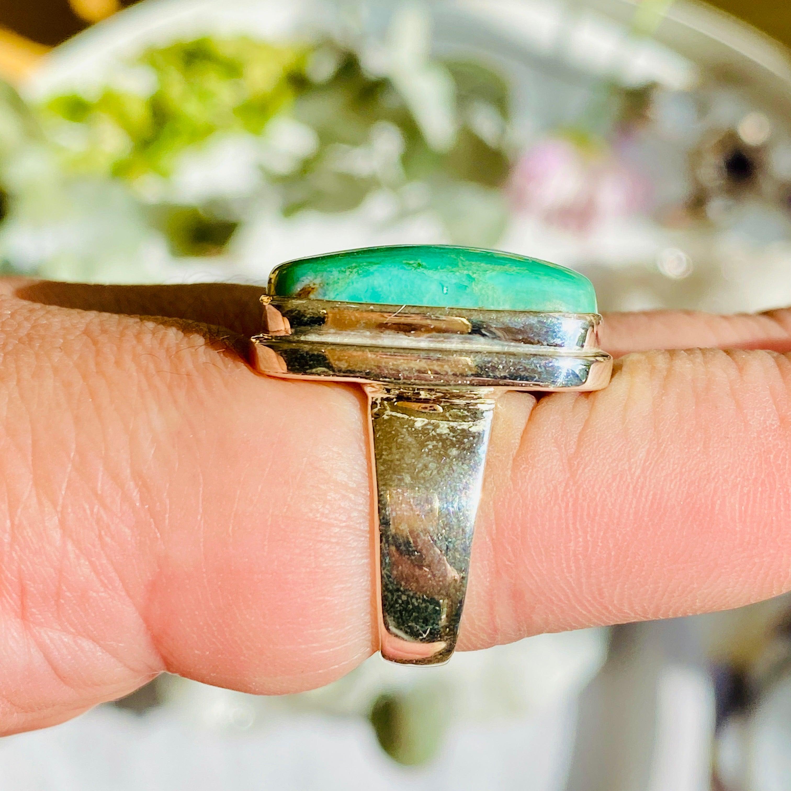 Chrysoprase Square Ring Size 10 - KRGJ2140 | Elegant Green Gemstone Jewelry for Women, Perfect for Weddings, Parties & Everyday Wear