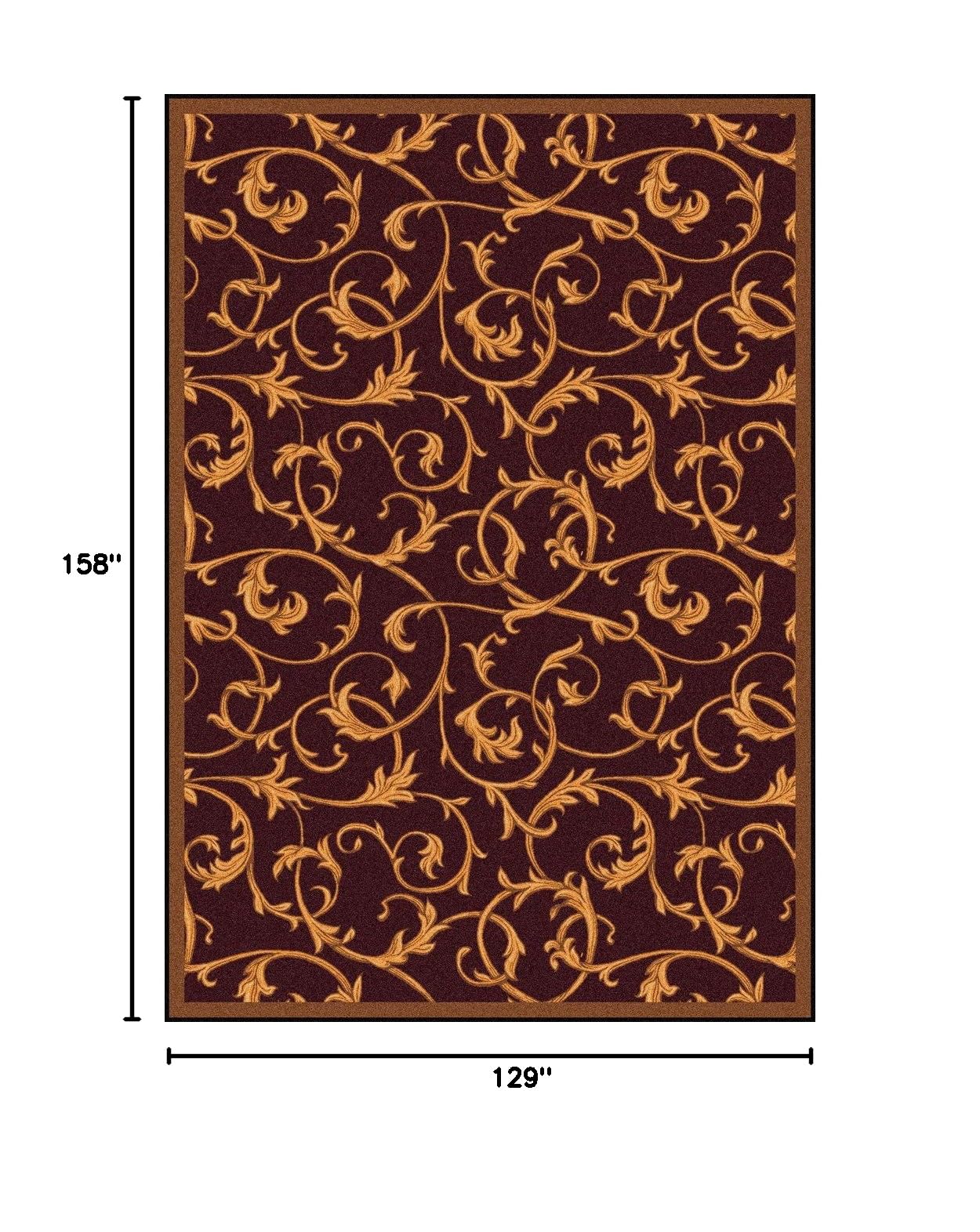 Joy Carpets Any Day Matinee Acanthus Theater Area Rug - Burgundy Red Handmade Wool Carpet for Living Room, Bedroom & Home Decor (8'x10') - Perfect for Theaters, Family Rooms and Cozy Spaces