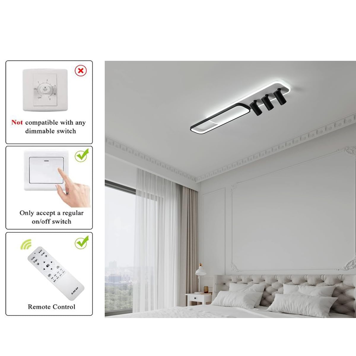 Modern Adjustable Dimmable Ceiling Light with 3 Reflectors - Energy Efficient LED Lighting for Living Room, Bedroom, Kitchen & Dining Room - Perfect for Home Decor and Ambient Lighting