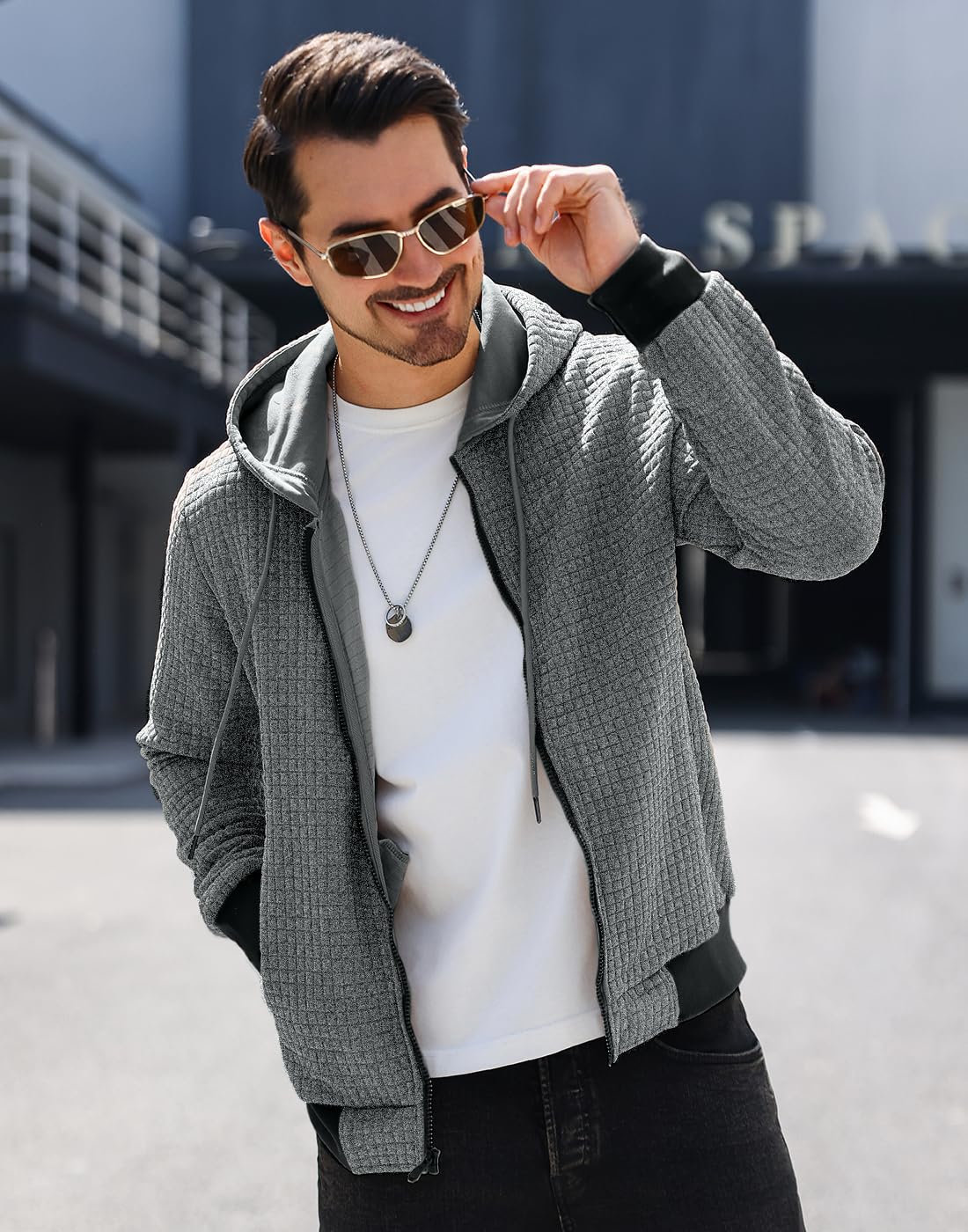 Men's Lightweight Zip-Up Hoodie - Full-Zip Loose Fit Sweatshirt with Hood for Casual Wear, Gym & Outdoor Activities