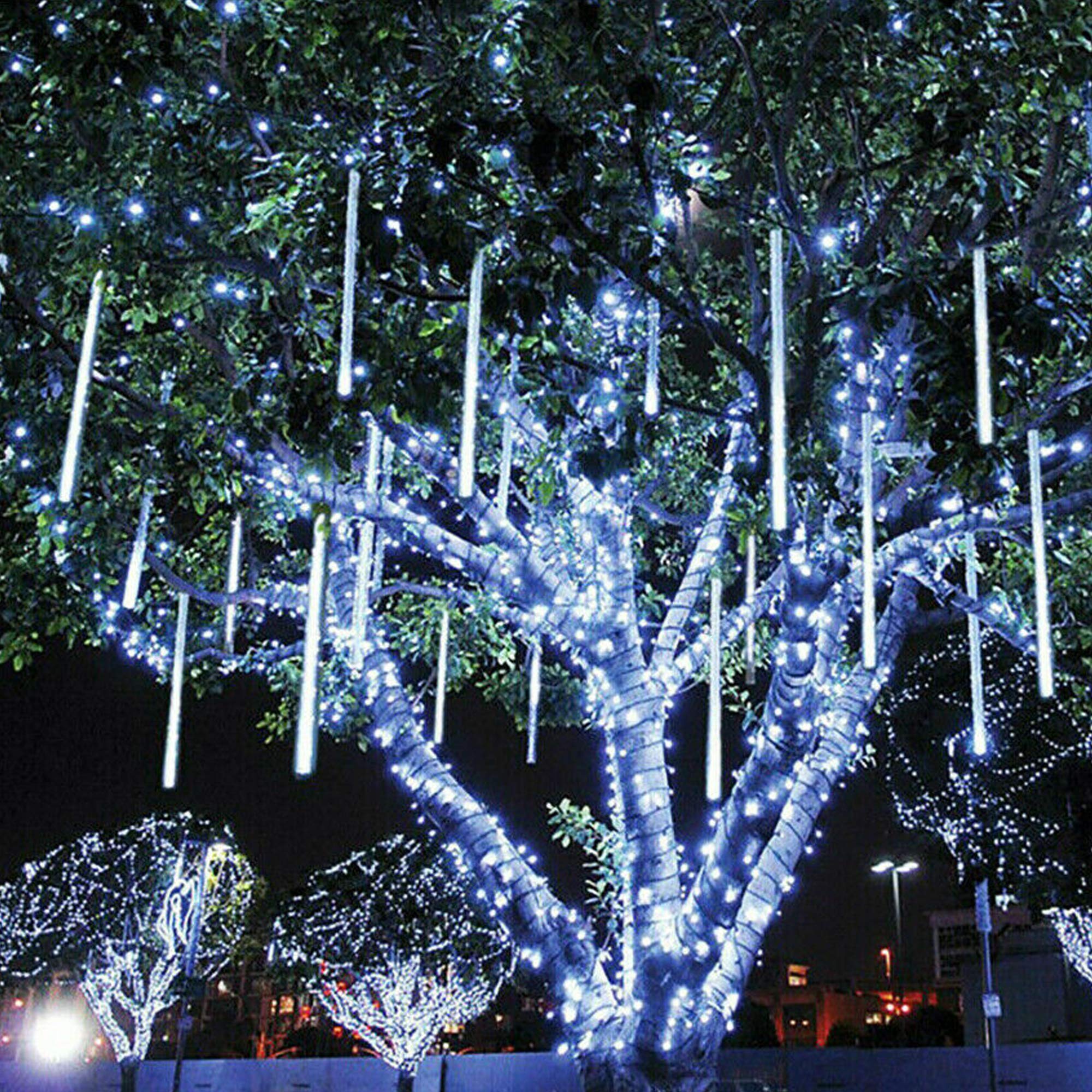 Holiday Depot 20-inch 10-String LED Meteor Shower Raindrop Icicle Lights - White Chasing Christmas Lights for Outdoor Decor | Perfect for Rooflines, Trees & Holiday Displays