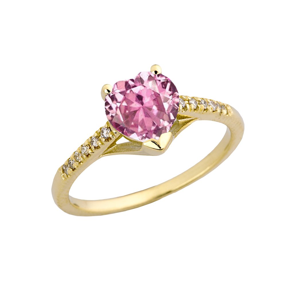 10K Yellow Gold Diamond Solitaire October Birthstone Heart Ring - Elegant Engagement & Proposal Jewelry for Women, Perfect for Anniversaries, Valentine's Day & Special Occasions