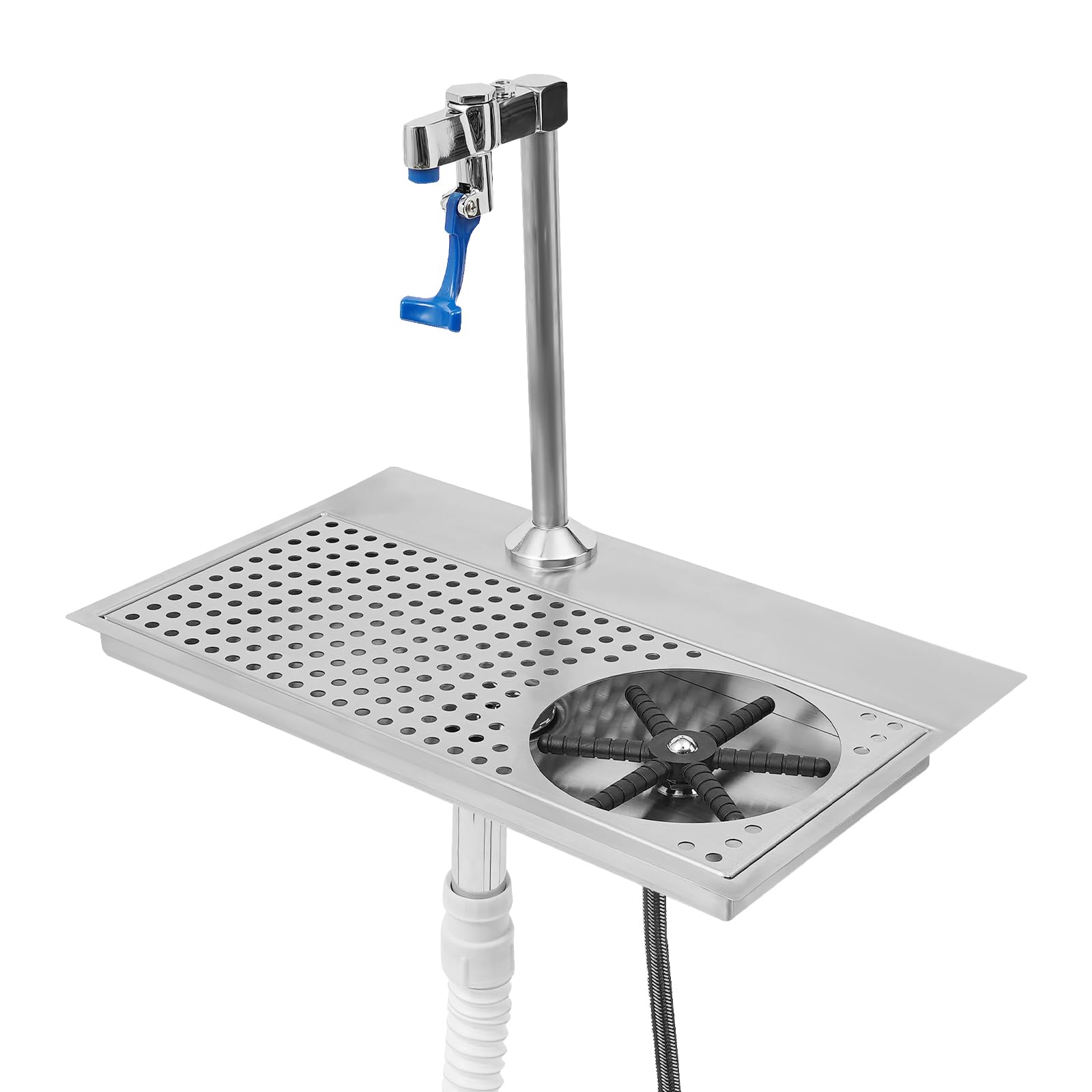 Commercial Cup Rinser & Glass Washer with Faucet & Outlet Pipe - Stainless Steel Barware for Cleaning Wine Glasses, Coffee Cups & Stemware - Perfect for Bars, Hotels, Cafes & Restaurants