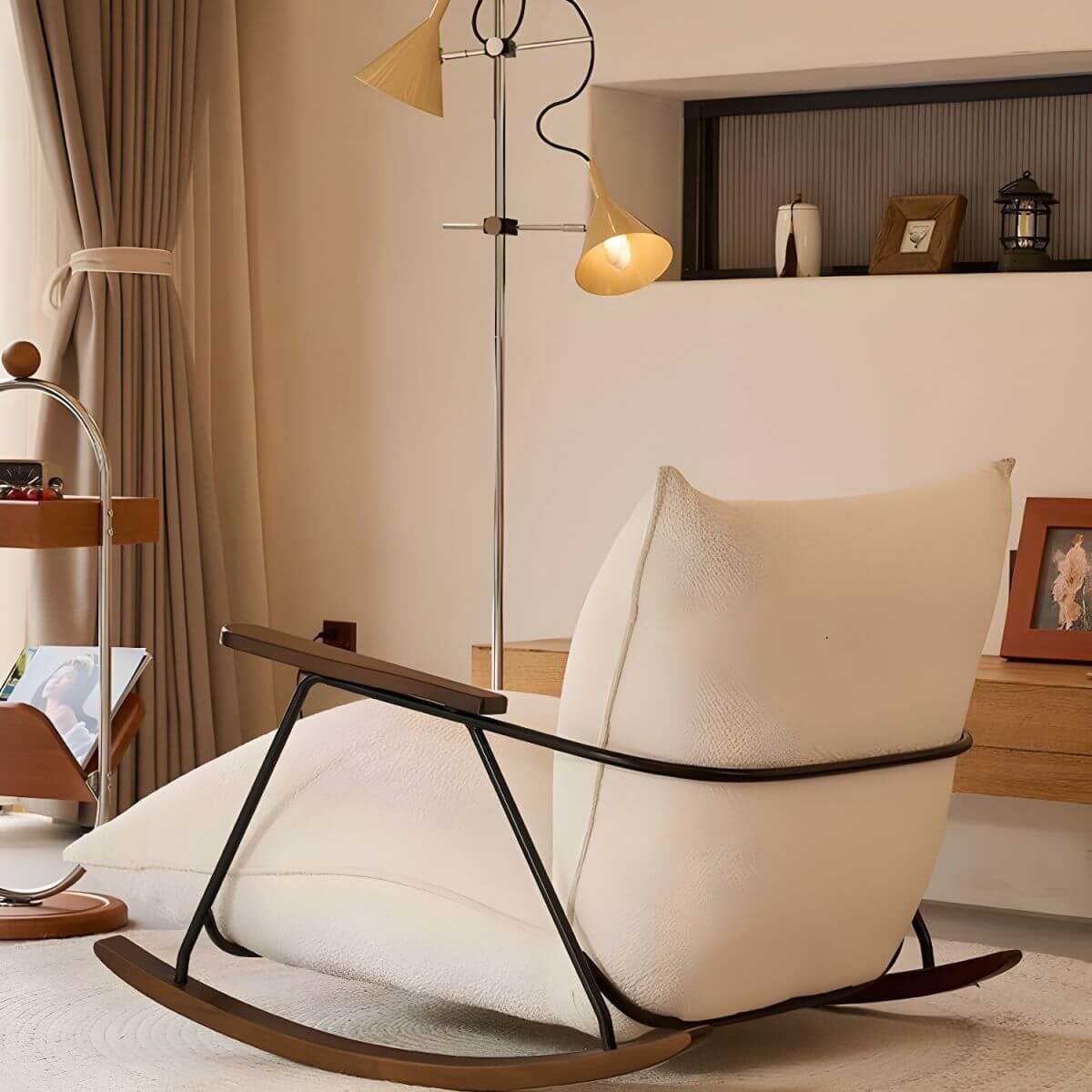 Modern Indoor Rocking Chair with Comfortable Pillow Back, Sturdy Track Arms & Black Legs - Perfect for Living Room, Nursery & Relaxation Spaces