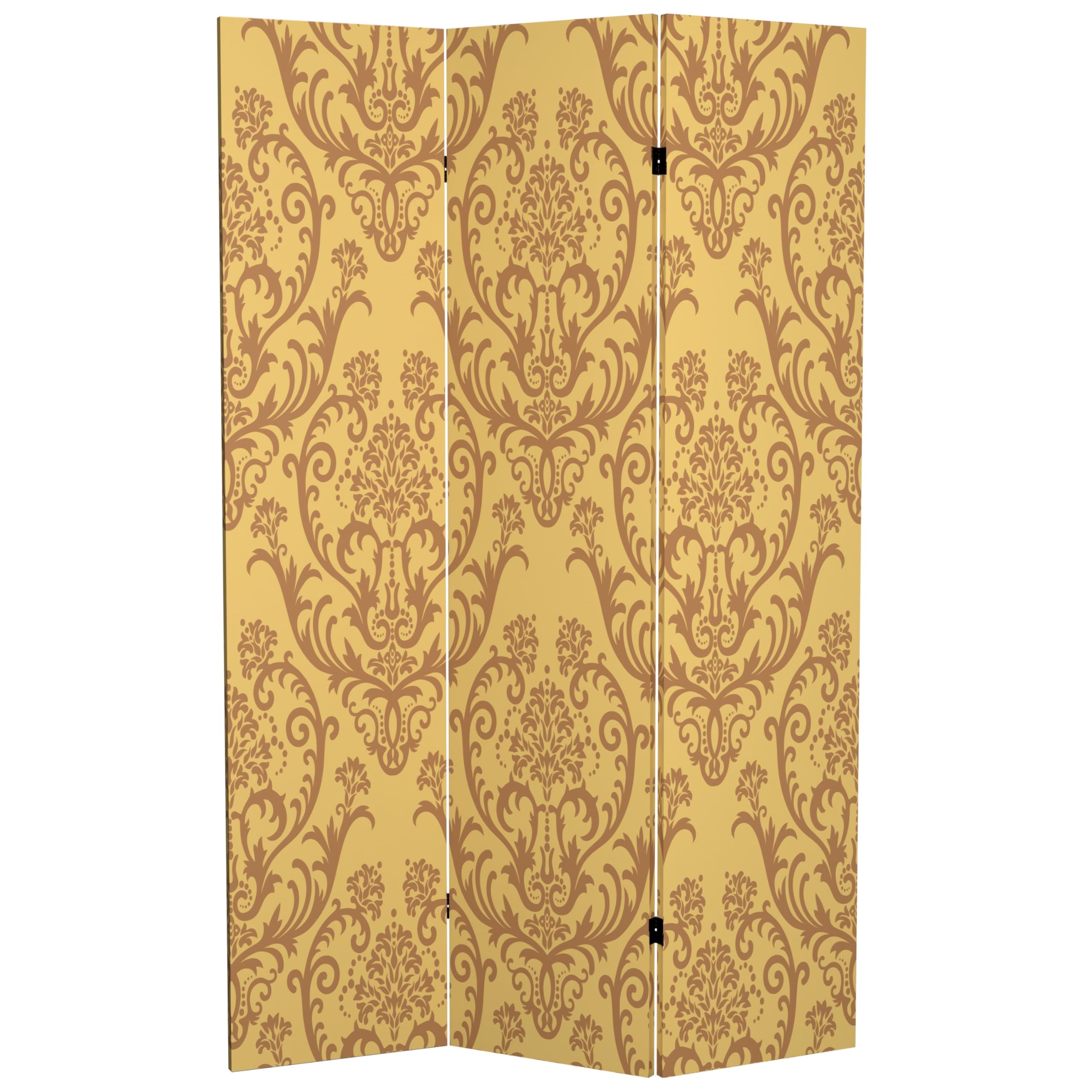 6 ft. Tall Double Sided Red Lantern Room Divider - 71 Inch Height, 3 Panel Folding Privacy Screen with Orange Damask Pattern - Perfect for Home Decor, Office Partition & Event Backdrop