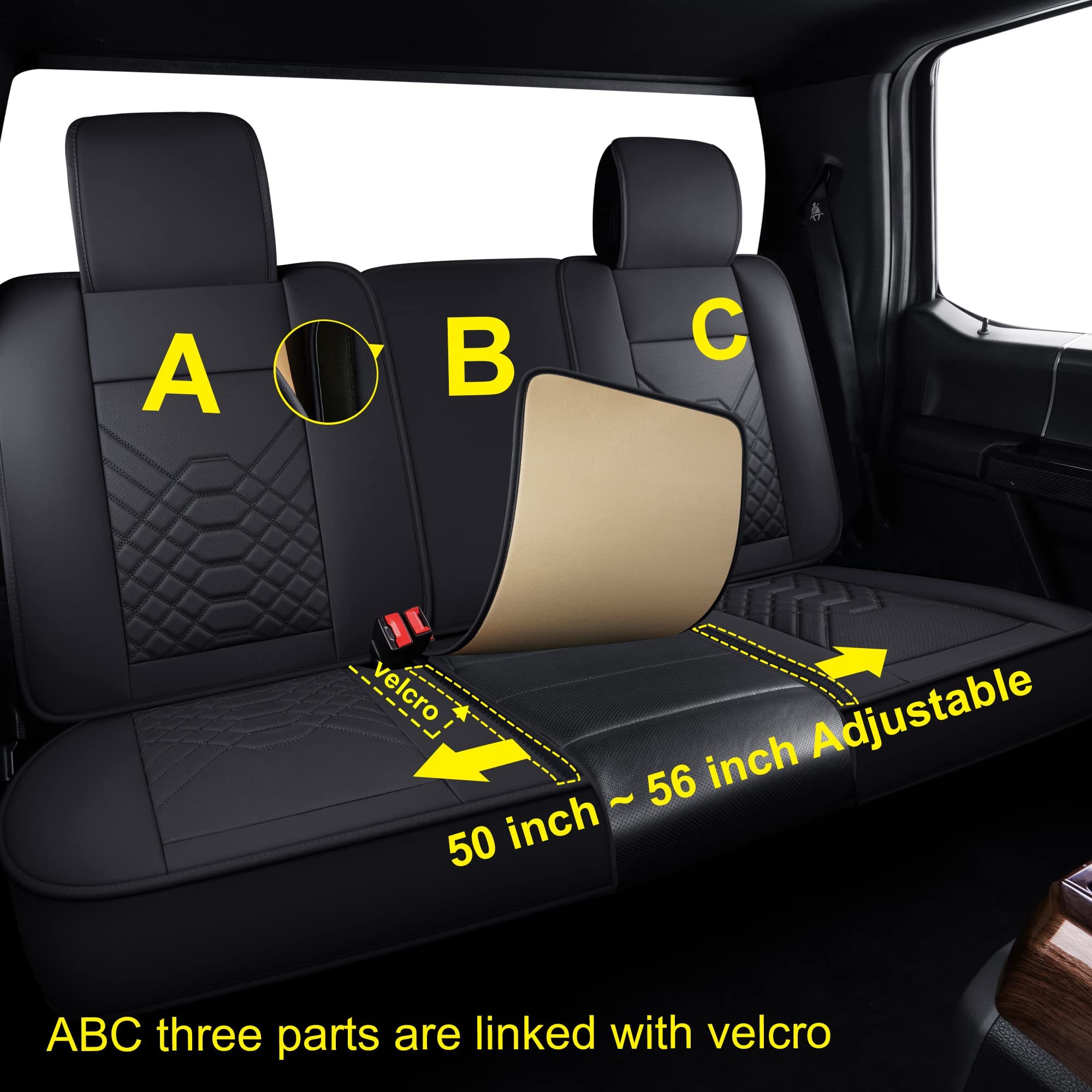Premium Waterproof Synthetic Leather Seat Covers Full Set for 2013-2021 Dodge RAM 1500/2500/3500 Pickup Trucks - Black Car Seat Protectors for Comfort & Durability | Perfect for Off-Roading, Work Commutes & Family Road Trips