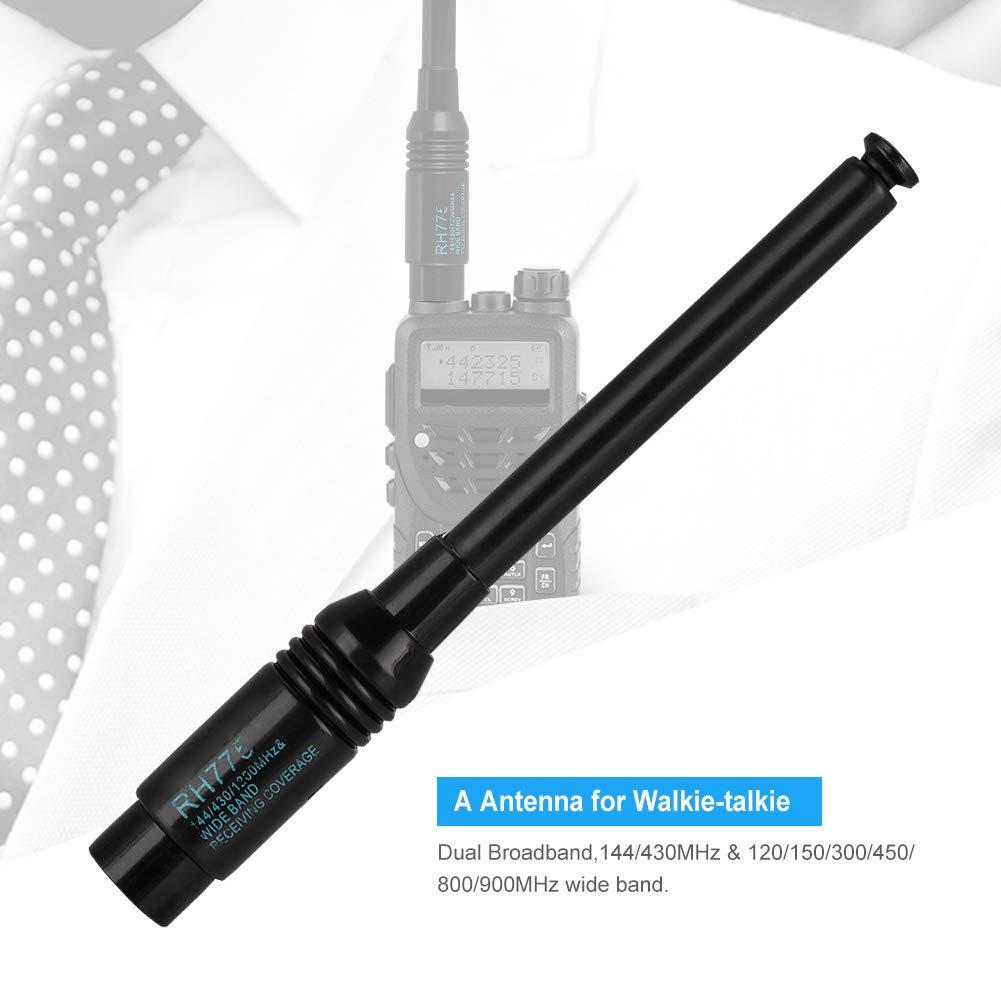 RH775 SMA Male Double Broadband Telescopic Antenna for Walkie Talkies - Enhanced Radio Communication Accessories for Outdoor Adventures, Hiking & Emergency Preparedness