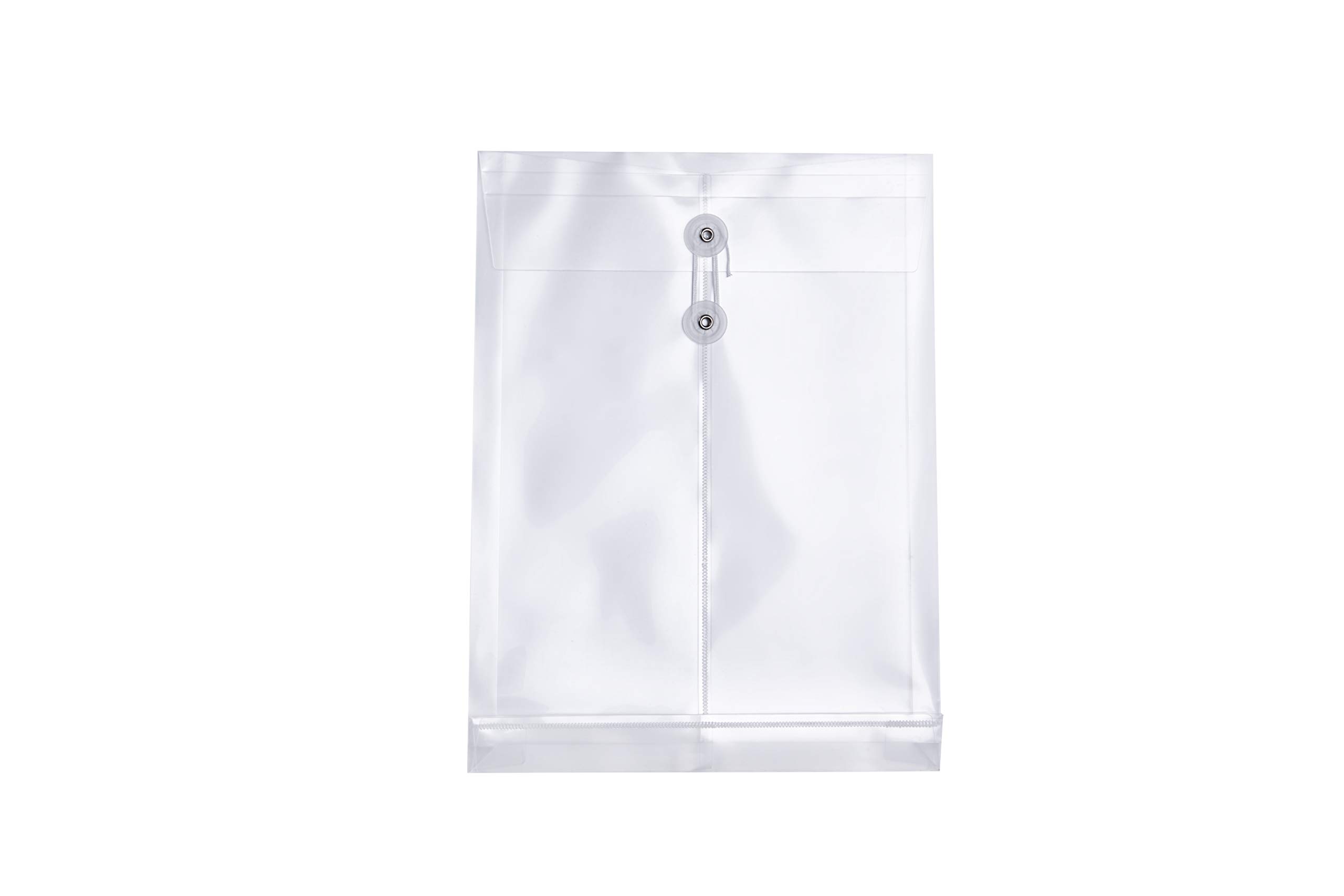 12 Pack Clear Plastic Envelopes with Button & String Closure - Letter & A4 Size Expandable Document Folders (1-1/4