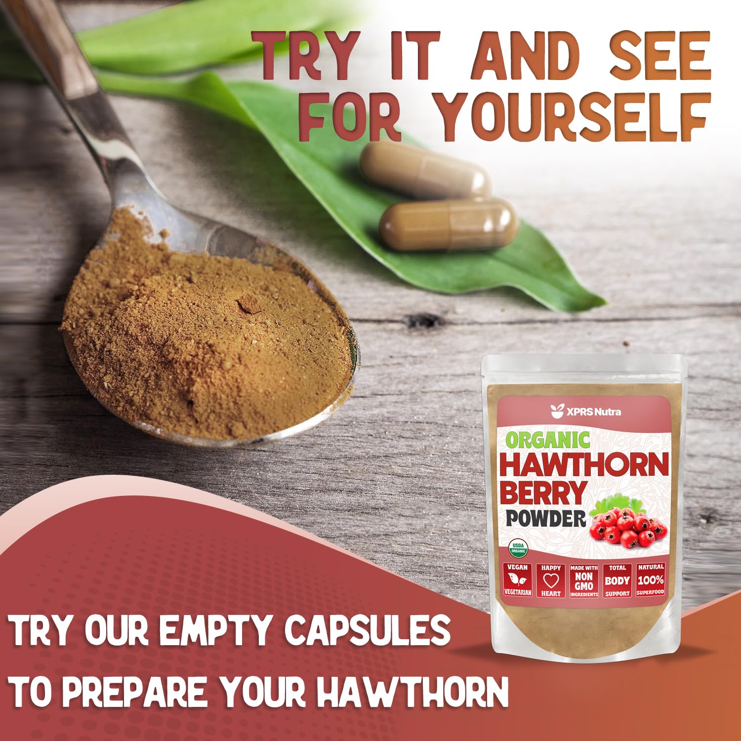 Organic Hawthorn Berry Powder - USDA Certified Premium Hawthorne Berry Supplement for Cardiovascular & Heart Health - Vegan, Non-GMO, Gluten-Free (4oz) - Supports Circulation & Blood Pressure for Active Lifestyles