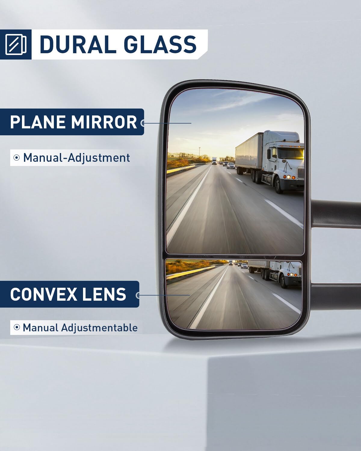 ECCPP Manual Telescoping Folding Towing Mirrors for 1999-2007 Chevy Silverado & GMC Sierra 1500/2500HD/3500HD Pickup Trucks - Non-Heated, No Turn Signal - Perfect for Towing Trailers, Boats & Heavy Loads