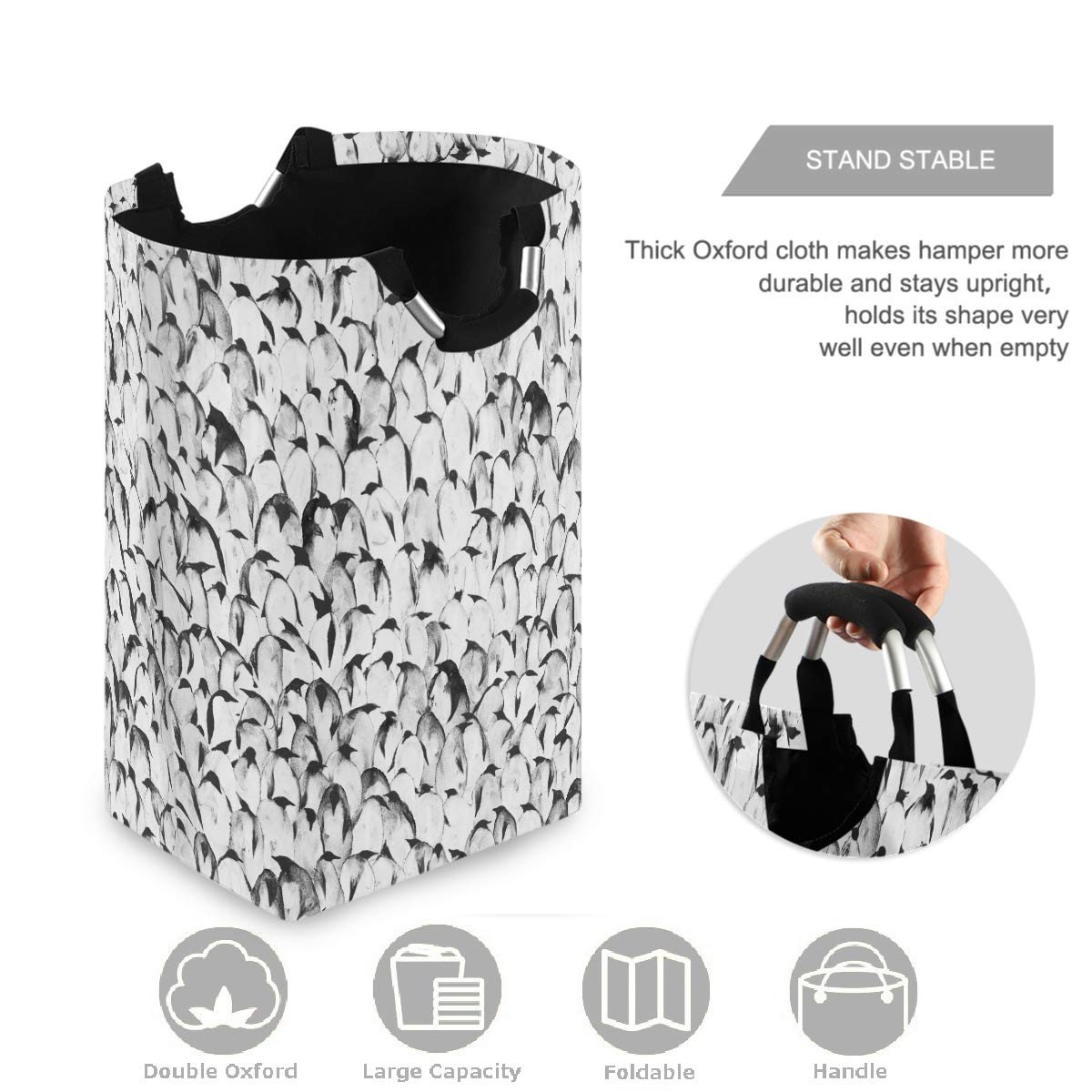 Visesunny Large Collapsible Laundry Hamper - Foldable Waterproof Oxford Fabric Laundry Basket with Handles for Dirty Clothes, Portable Washing Bin & Laundry Tote Bag | Perfect for Home, Dorm, Travel & Camping