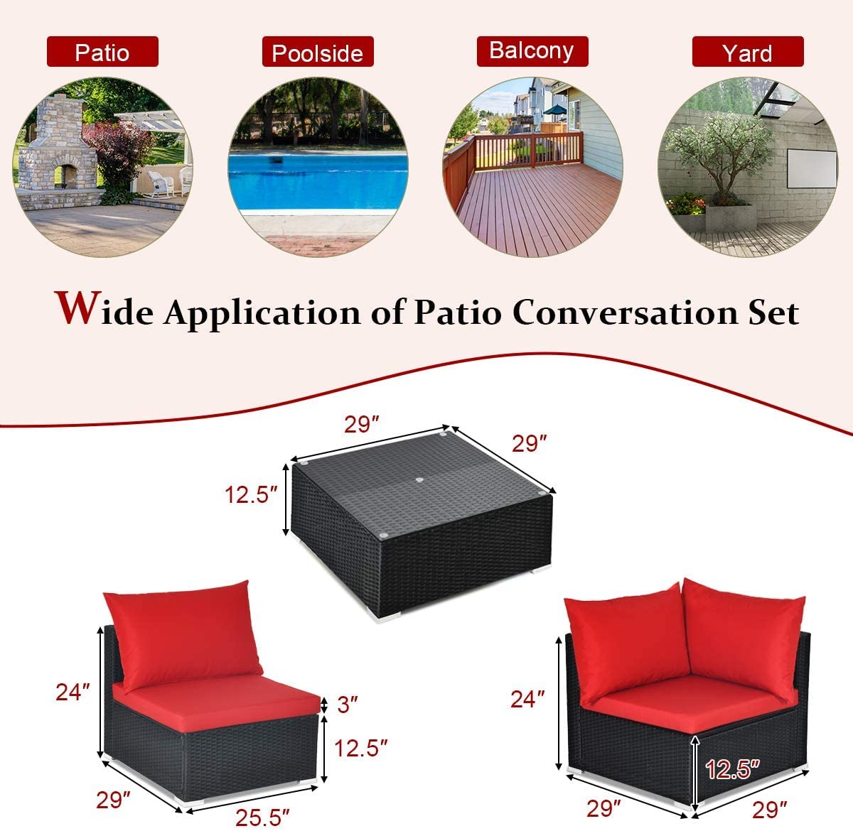 7-Piece Outdoor Patio Furniture Set - Rattan Wicker Sectional Sofa with Cushions, Pillows & Coffee Table - Perfect for Garden, Lawn, Backyard & Poolside Relaxation