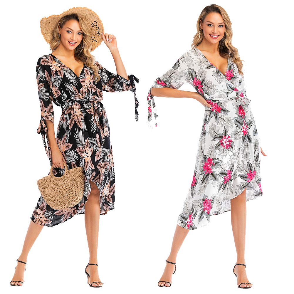 Women's Floral V-Neck Boho Maxi Dress for Summer - Beach, Party & Wedding Guest Outfit | Lightweight & Comfortable Long Dress for Casual Wear