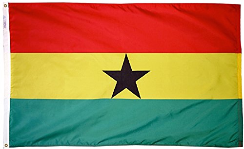 4' x 6' Ghana Nylon Flag - Durable Outdoor & Indoor World Flags for Decoration, Sporting Events & International Celebrations