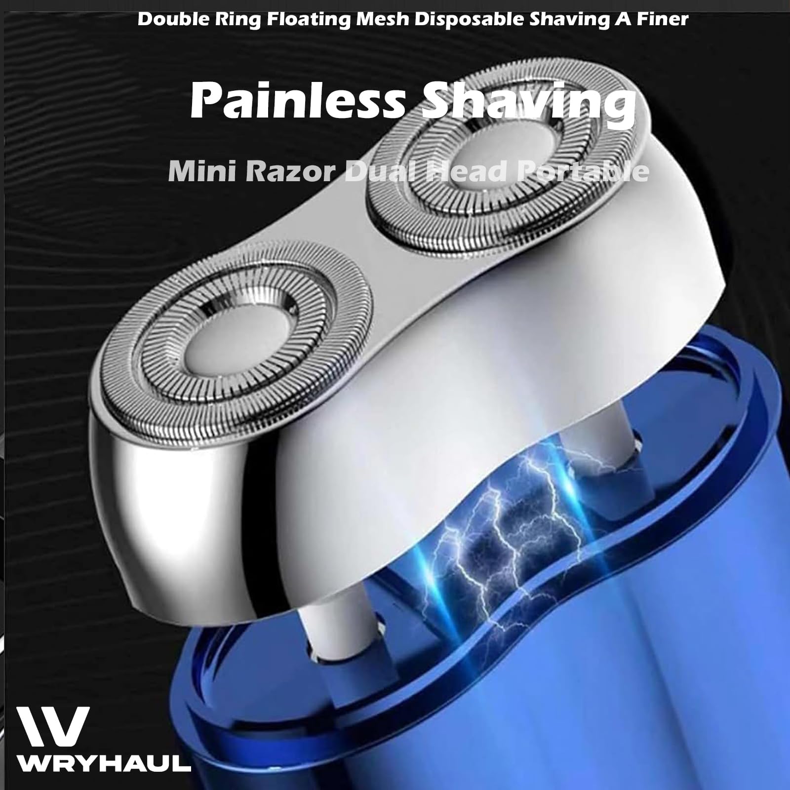 Peonly Mini Electric Razor for Men - Dual Head Wet & Dry Shaver, Portable Pocket Size Travel Shaver with Rechargeable Battery - Perfect for Home, Travel & Gym (Blue)