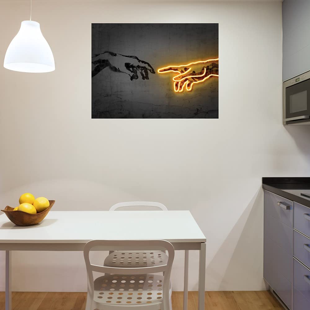 The Creation Canvas Wall Art - Hand Painted Fine Art by Octavian Mielu - 32x24 Inch Ready to Hang Painting for Living Room, Bedroom, Office Decor - Perfect for Home, Hotel & Commercial Spaces