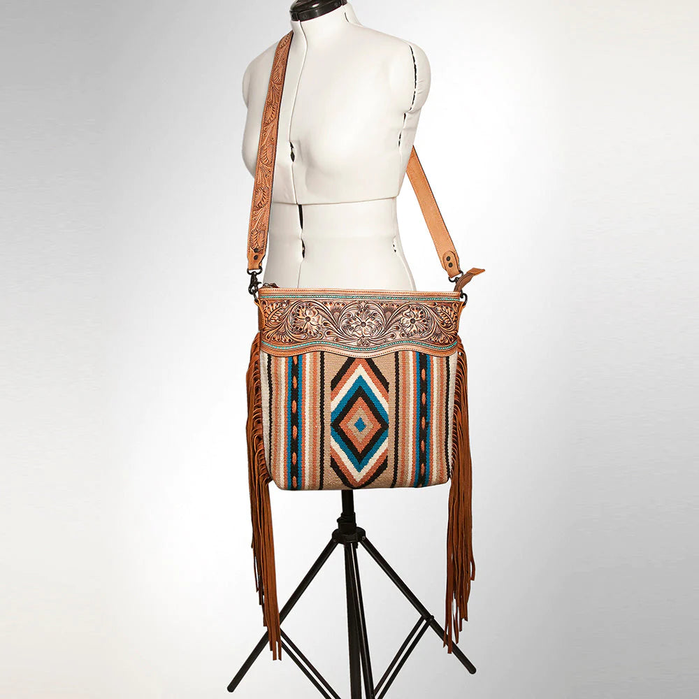 American Darling Tan Floral Tooled Leather Purse - Stylish Crossbody Bag for Women, Perfect for Date Night & Casual Outings