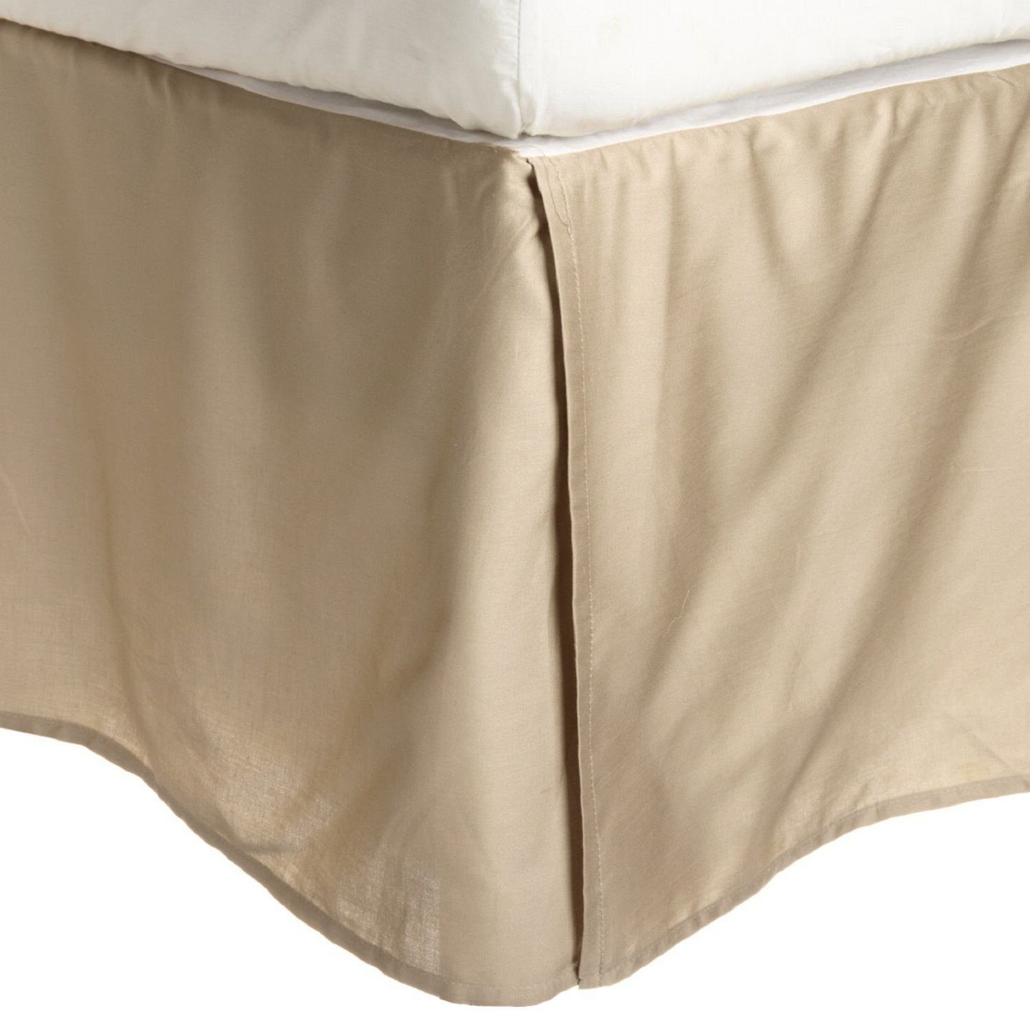 Premium 100% Microfiber Bed Skirt for Twin XL - Wrinkle Free, Pleated Corners in Tan | Perfect for Guest Rooms, Dorm Decor & Hotel-Style Bedding