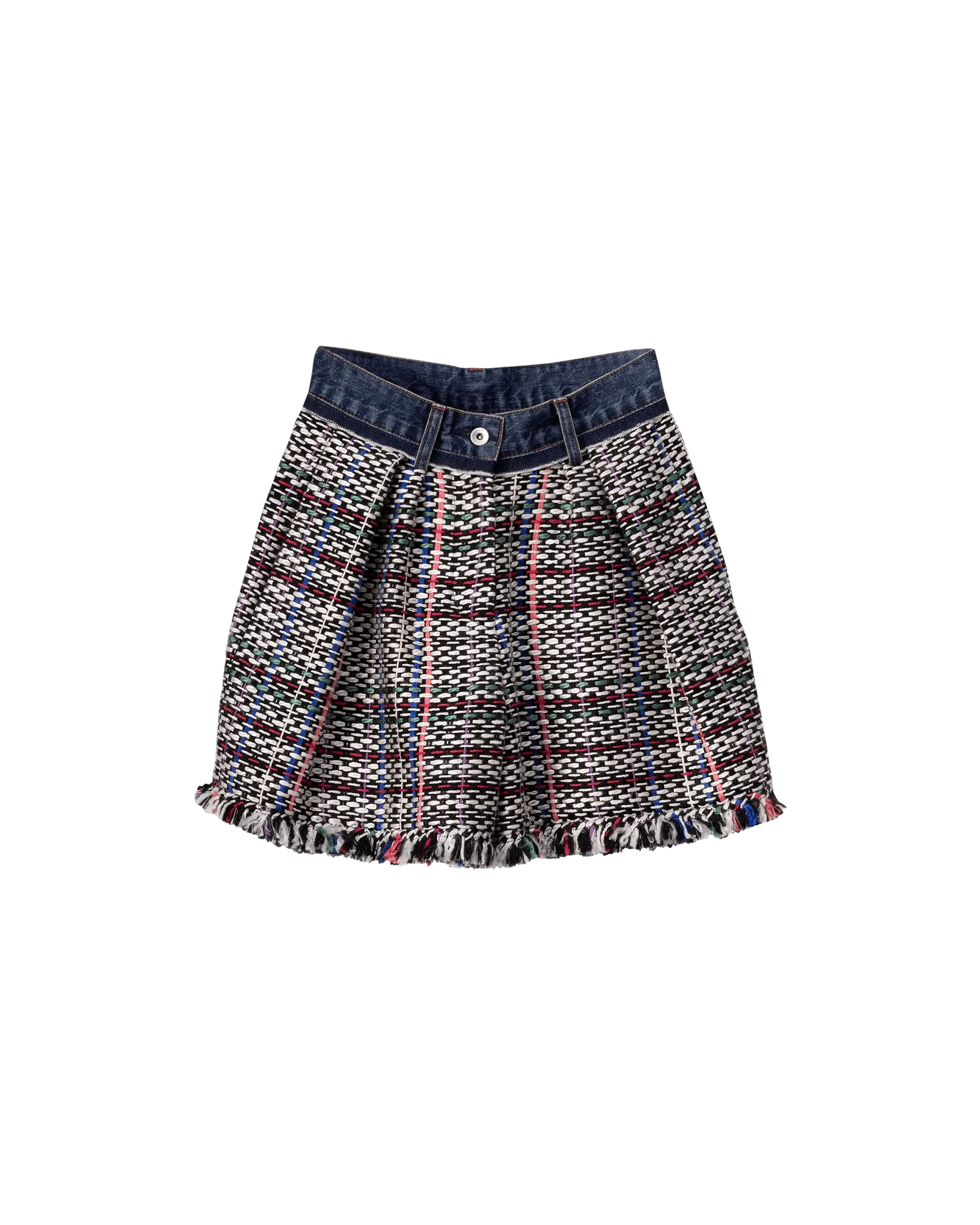 Stylish Denim Lined Tweed Shorts for Women - High Waisted Vintage Fashion Shorts - Perfect for Casual Outings, Summer Vacations & Street Style Looks