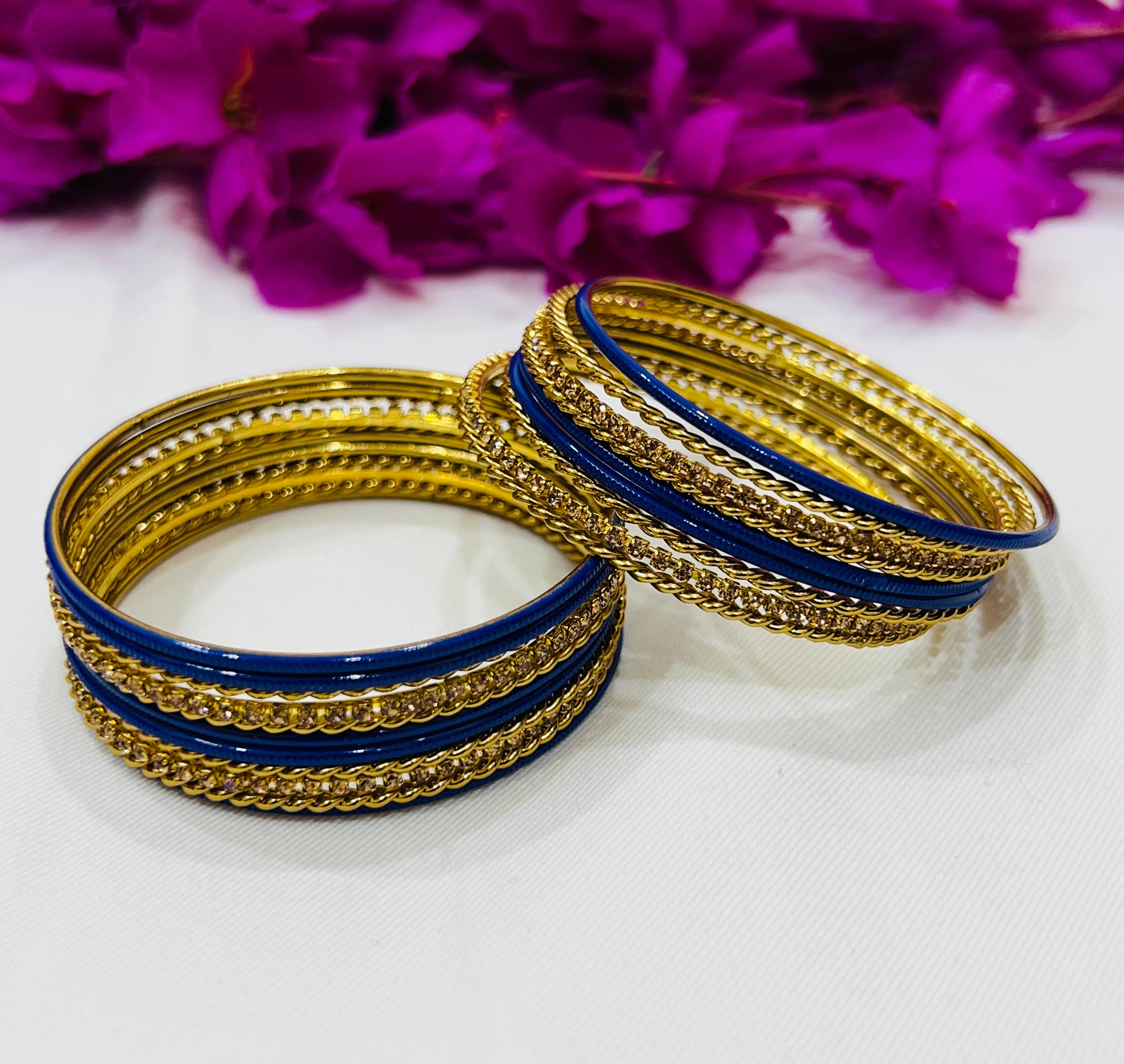 Enchanting Blue Smooth Finish Metal Bangles for Women - Elegant Jewelry for Parties, Weddings & Everyday Wear