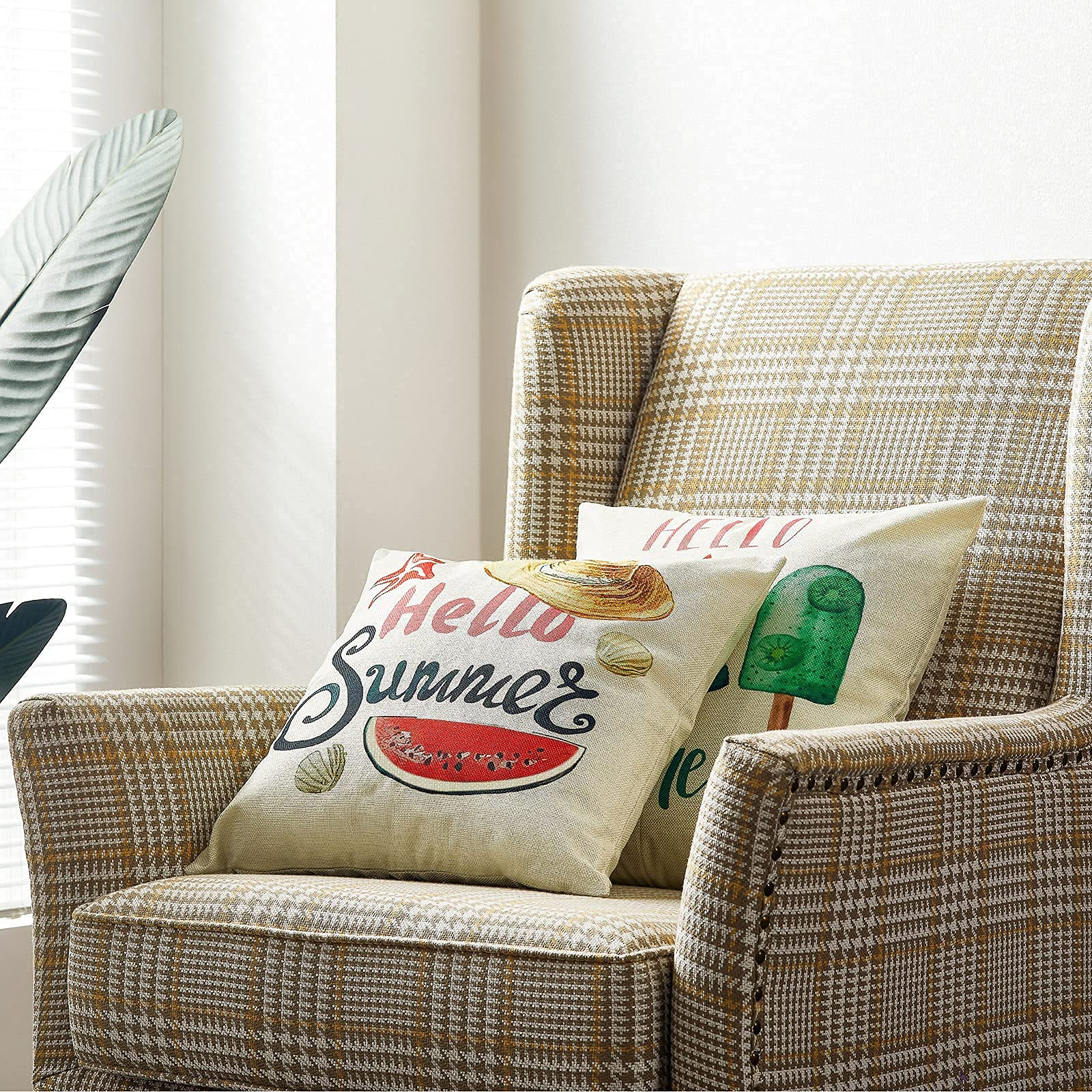 20x20 Summer Linen Pillow Covers Set of 4 - Farmhouse Decorative Cushion Cases for Sofa, Couch & Bedroom - Perfect for Home Decor, Living Room Accents and Seasonal Refresh