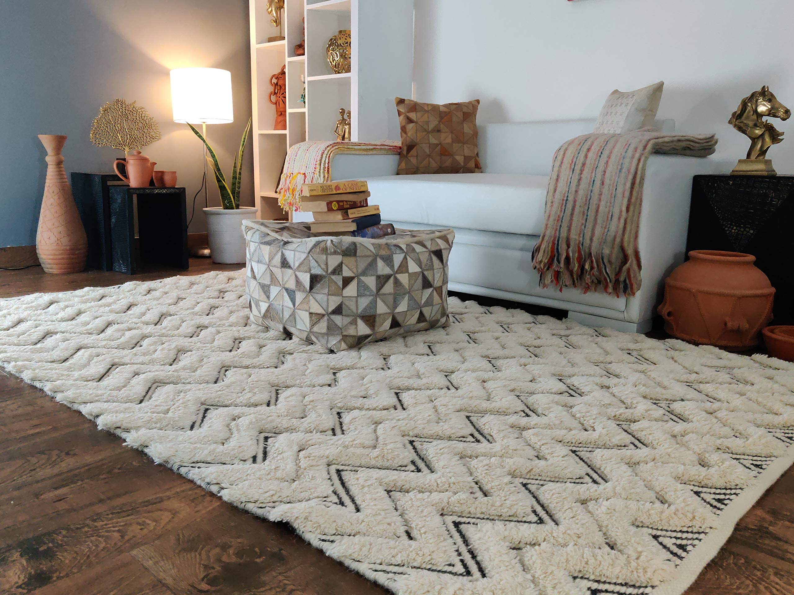 Loominaire Handmade Delta Wool & Cotton Natural Fiber Rug – Easy Maintenance, 3' x 5' Living Room, Bedroom & Family Room Floor Carpet – Soft & Durable for Cozy Home Decor