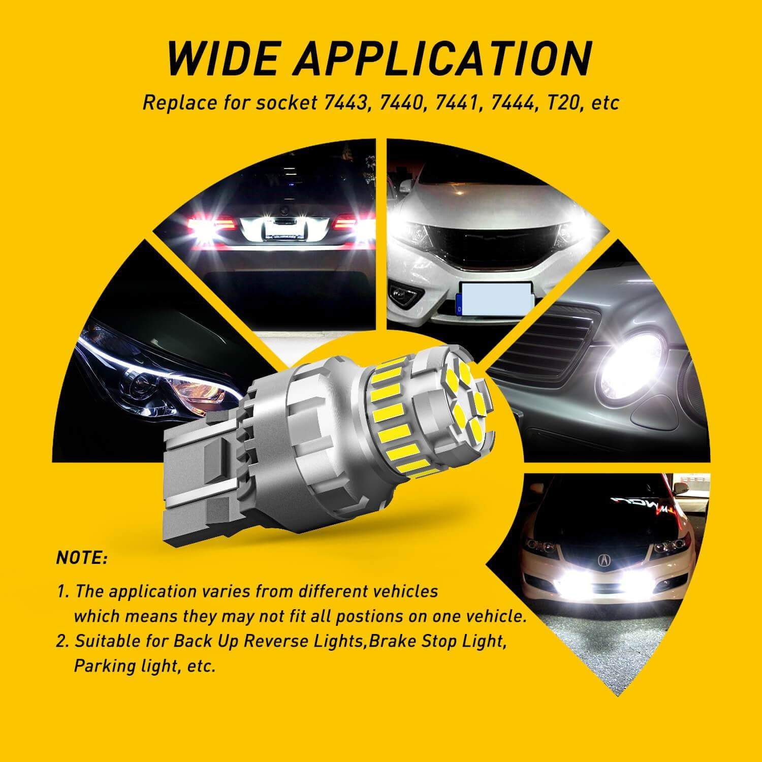 AUXITO 7443 LED Bulb - Super Bright 7440 T20 W21W Replacement for Reverse Light, Tail Light & Brake Light | Perfect for Cars, Trucks & SUVs in Night Driving & Parking