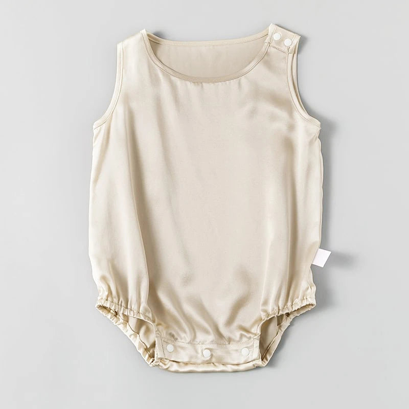 Soft Sleeveless Baby Silk Onesies - Breathable & Comfortable for Newborns & Infants - Perfect for Summer, Playtime & Photo Shoots