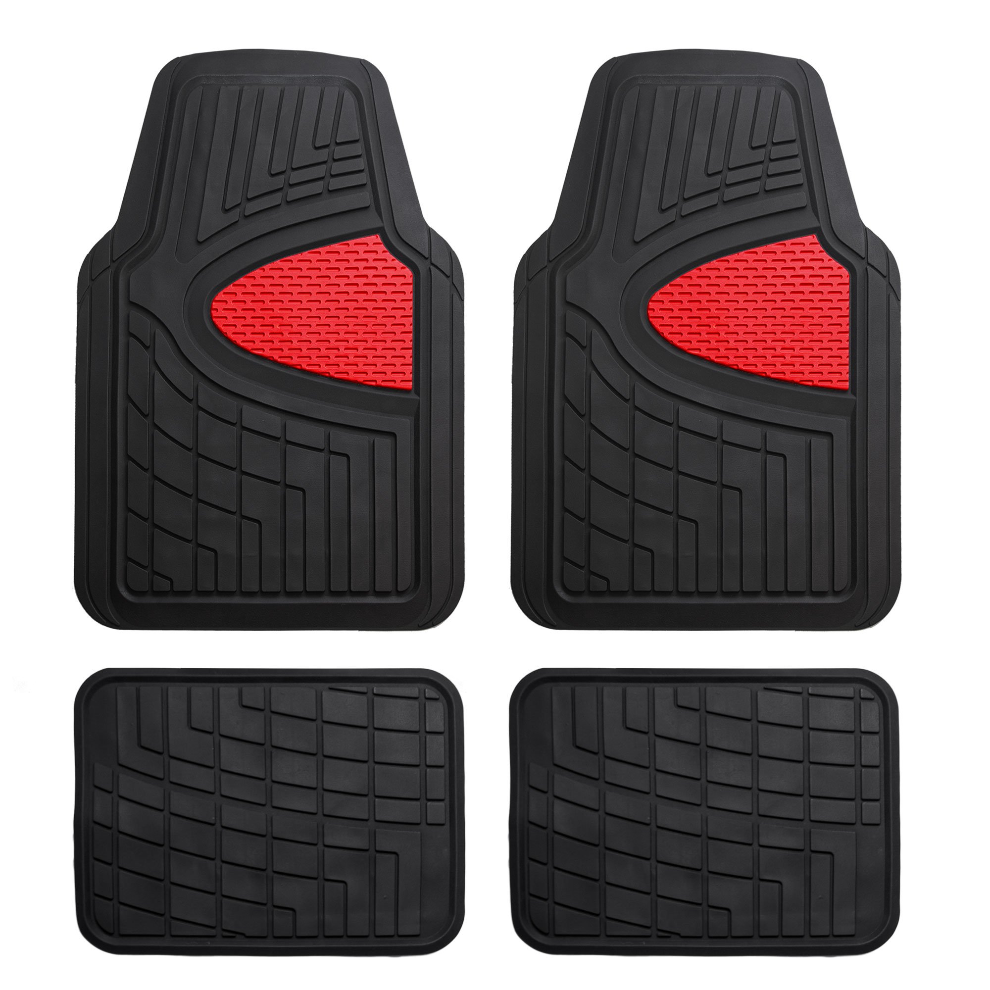 Premium FH GROUP Car Seat Covers & Floor Mats Set with Snake Pattern Steering Wheel Cover - Universal Fit for Trucks, SUVs, Vans (Red/Black) - Durable, Customizable Protection for Road Trips & Daily Commute