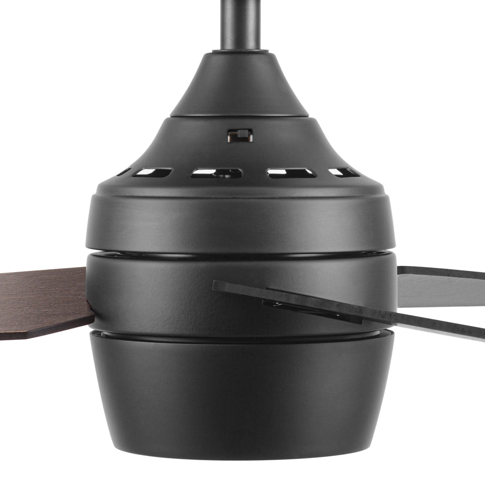 52 Inch Honeywell Eamon Matte Black Ceiling Fan with Light Kit and Remote Control - Quiet High Speed Cooling for Living Room, Bedroom, and Outdoor Patio