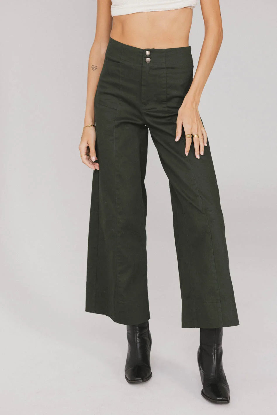 Aspen Wide Leg Pants for Women - Stretchy High Waist Lounge Pants in Hunter Green | Comfortable Casual & Work from Home Pants | Perfect for Yoga, Office Wear & Relaxing at Home