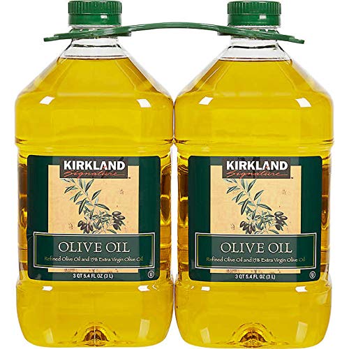 Kirkland Signature 100% Pure Refined Olive Oil - 2 Pack (3 Liters Each) | Premium Cooking Oil for Baking, Frying & Salad Dressing | Healthy Mediterranean Diet Essential