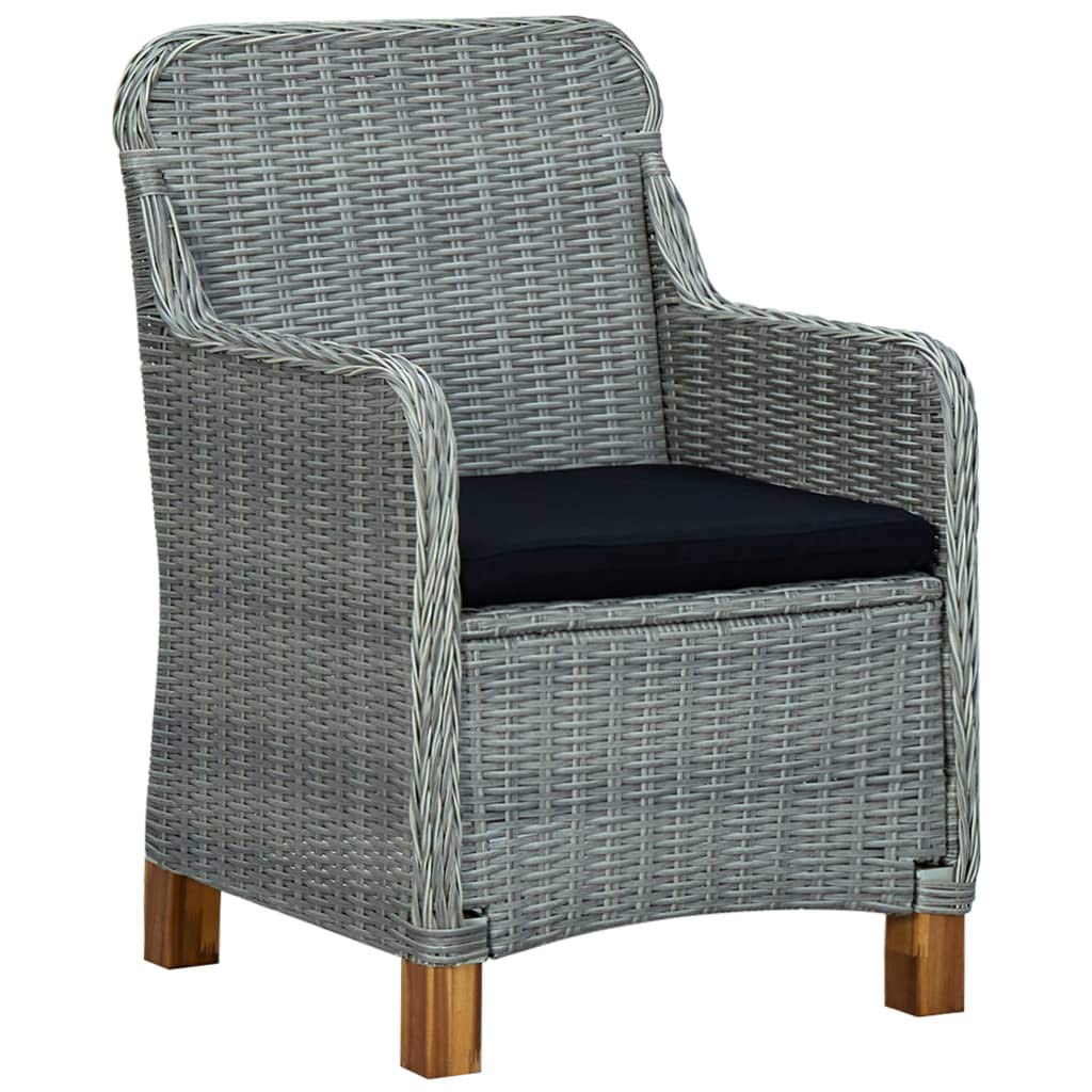 2-Piece Light Gray Poly Rattan Patio Chairs with Cushions - Outdoor Furniture Set for Garden, Poolside & Backyard Relaxation