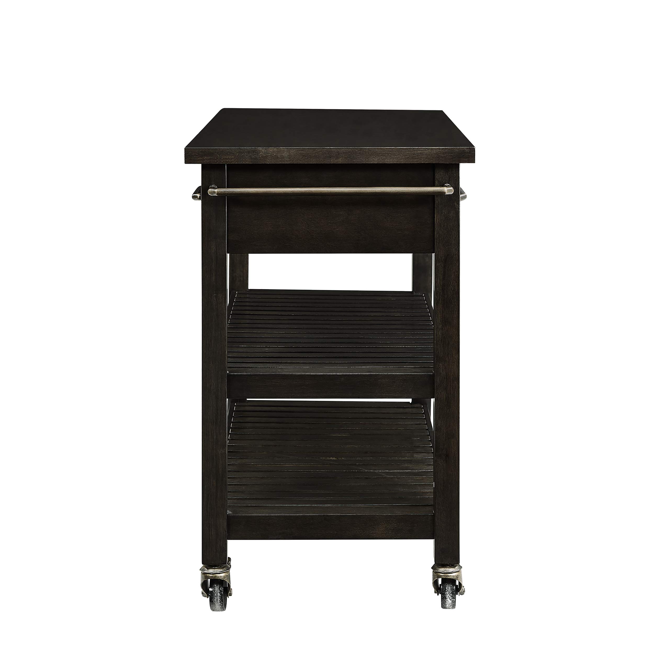 SEI Furniture Havelock Modern Farmhouse Rolling Kitchen Island with Storage - White & Gray Distressed Finish - Mobile Kitchen Cart for Small Spaces, Meal Prep, and Entertaining