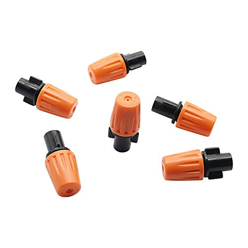 20 Pcs Adjustable Micro Drip Irrigation Nozzles - 6mm Hose Connector for DIY Garden Watering System | Atomization Sprayer for Plants, Self-Watering & Mist Sprinkler (Orange) - Perfect for Home Gardens, Greenhouses & Indoor Plant Care