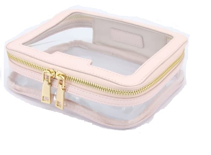 Waterproof Clear PVC Toiletry Bag with Zipper - Vegan Leather Cosmetic & Makeup Travel Organizer for Men & Women (Pink) - Perfect for Bathroom, Gym, Camping & Air Travel Essentials