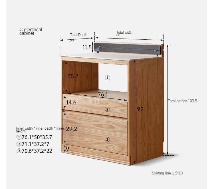 Solid Oak Wood Sideboard Buffet Cabinet - Multi-Functional Storage Locker with Drawers & Shelves for Dining Room, Living Room, and Entryway Organization