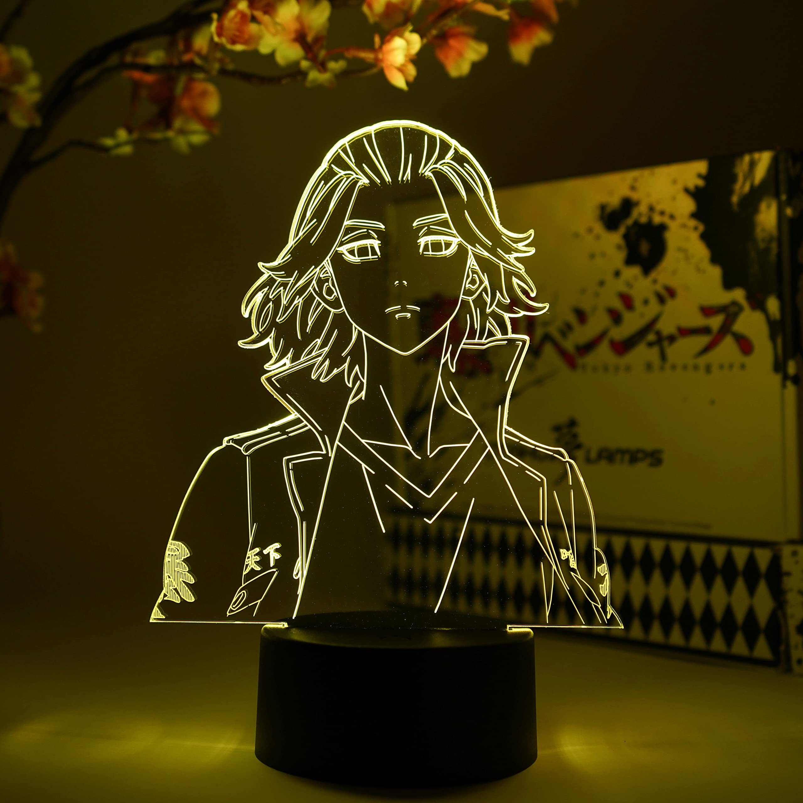 Mikey Bust Otaku Lamp - Tokyo Revengers Anime Night Light with 16 Color RGB LED & Remote - 3D Anime Room Decor Gift for Fans, Collectors & Gamers - Perfect for Bedroom, Gaming Room & Anime Themed Parties