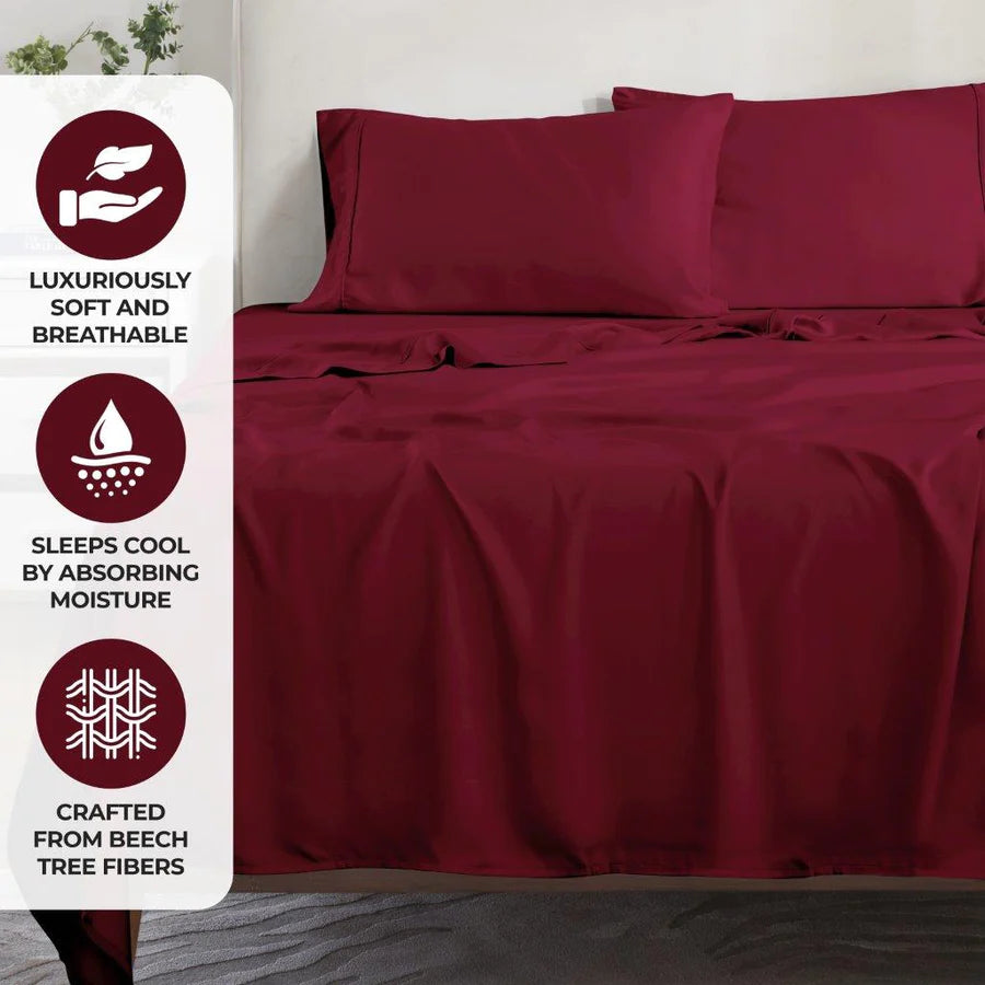 Premium 300 Thread Count Modal Bed Sheet Set from Beechwood - Deep Pocket Fitted Sheets for Queen/King Size Beds - Ultra Soft & Breathable Bedding for All-Season Comfort