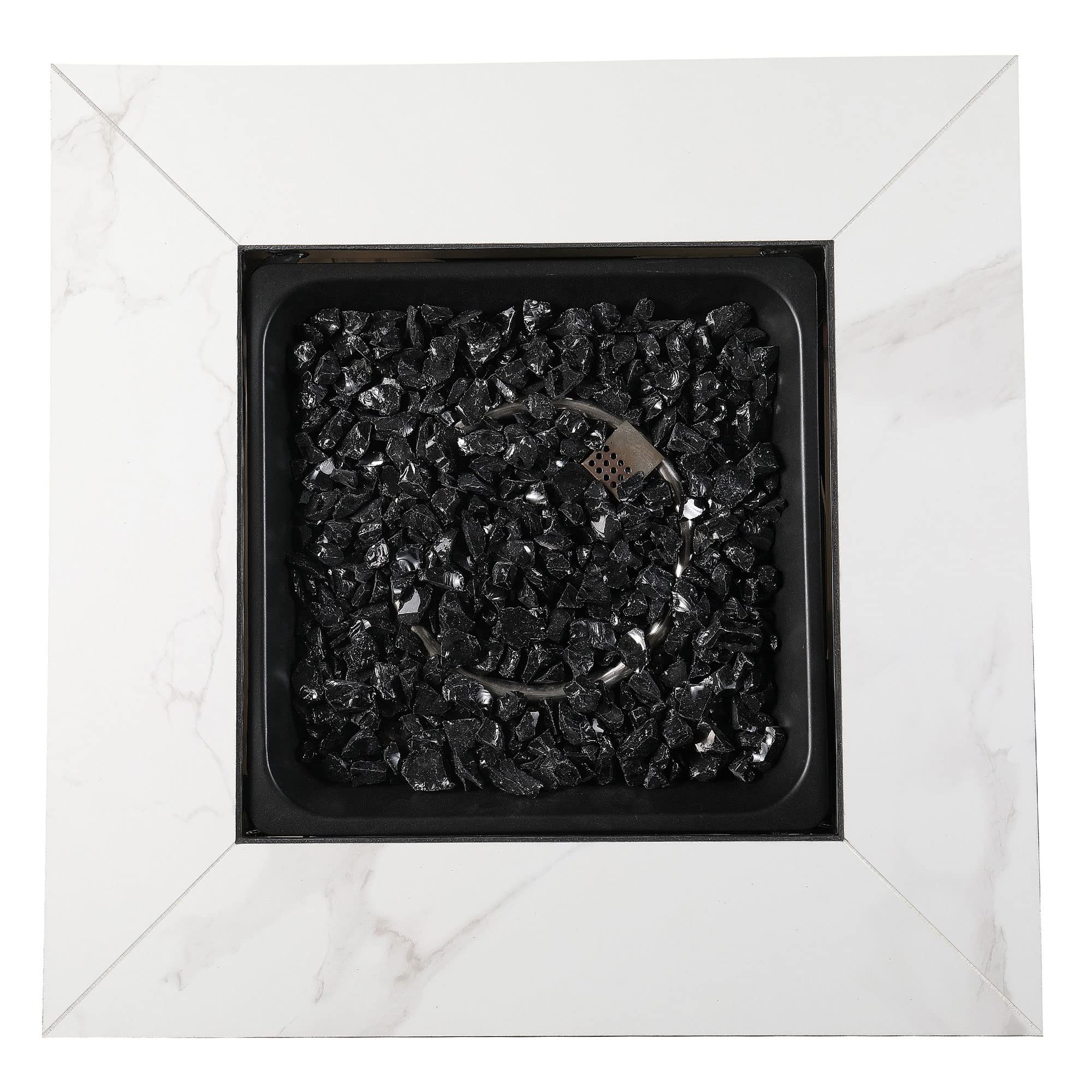 Endless Summer 30 Inch Square Outdoor Gas Fire Pit Table with Steel Mantel & Slate Finish - Black Fire Glass & Protective Cover - Perfect for Patio, Backyard, Deck & Outdoor Gatherings