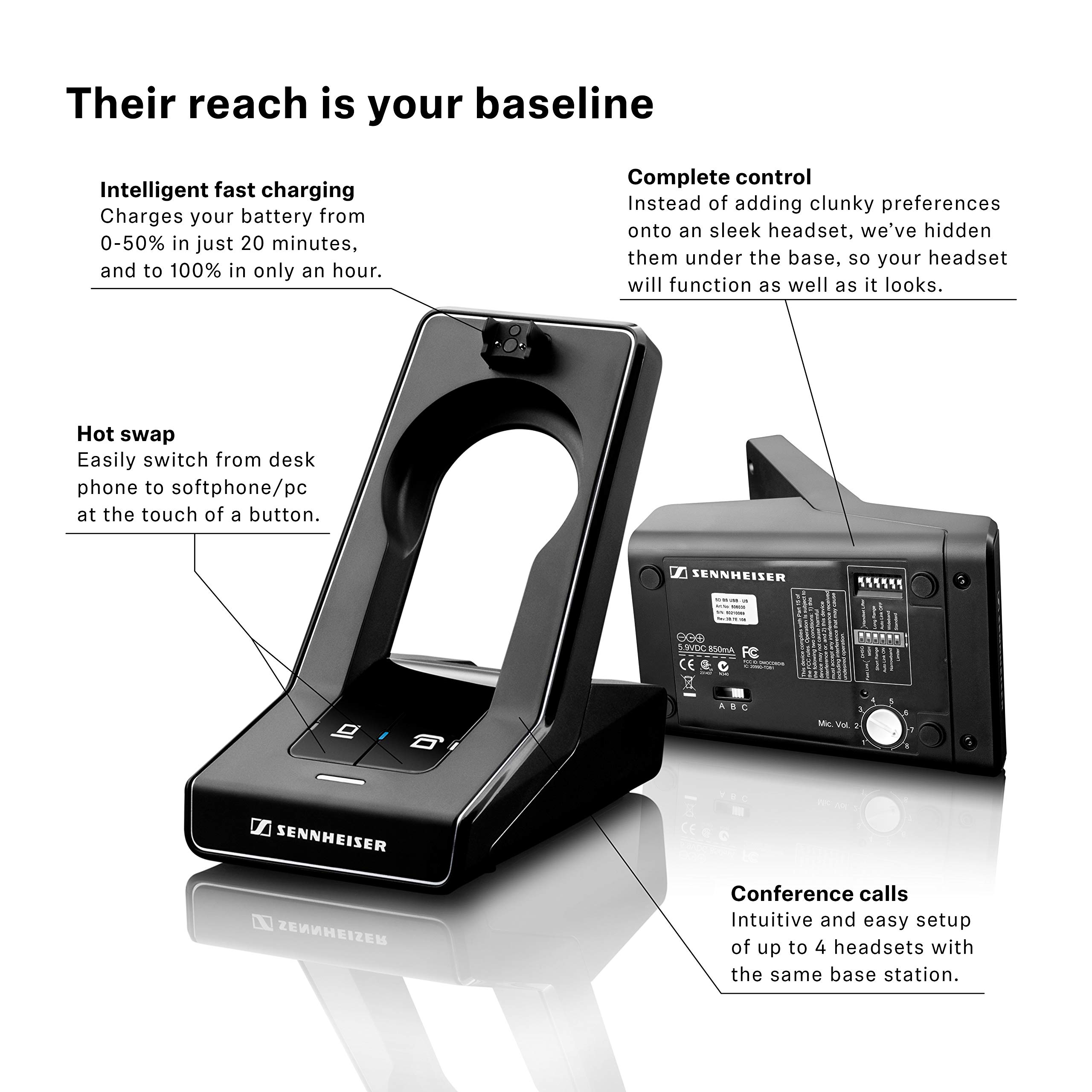 Sennheiser SD Pro 2 Wireless Headset (506008) - Dual Connectivity for Desk Phone & PC/Softphone, Noise Cancelling Mic - Ideal for Call Centers, Remote Work & Office Communications (Black)