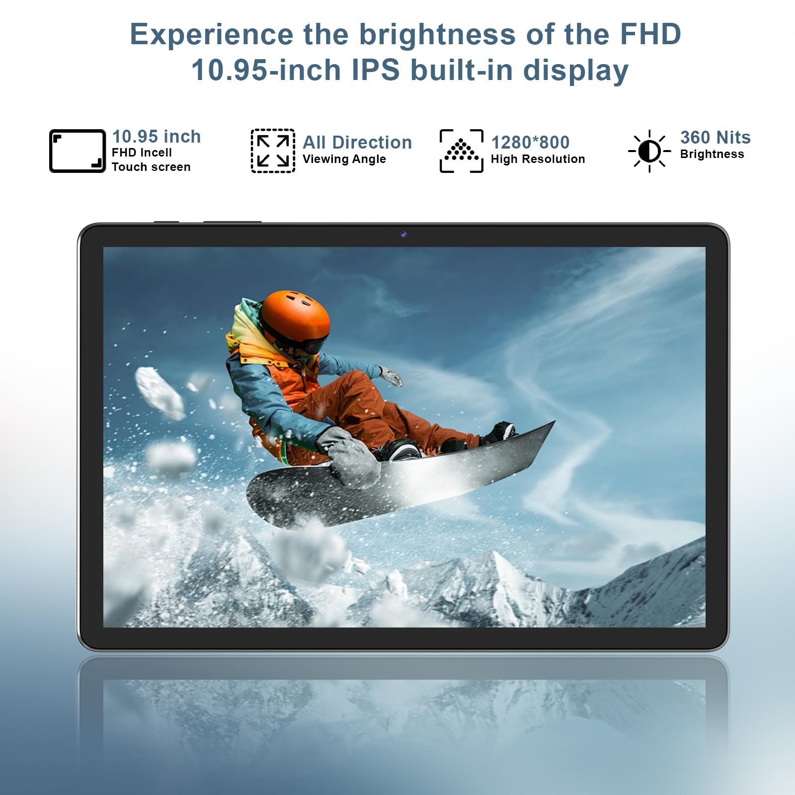 11 Inch Android 14 Tablet with 16GB RAM & 128GB ROM (Expandable to 1TB) - Octa-Core Processor, HD Full Screen, 8000mAh Battery, Dual Stereo Speakers, WiFi 6 & BT 5.0, Dual Cameras - Perfect for Work, Study, and Entertainment